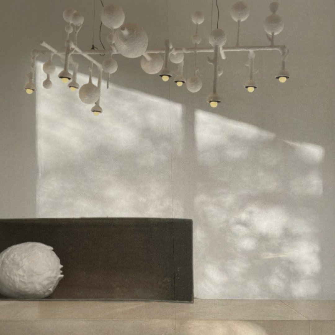 Biomorphic, hand sculpted chandelier rendering b artists Krislyn Komarov and James Benn, O.M. Studio, Los Angeles