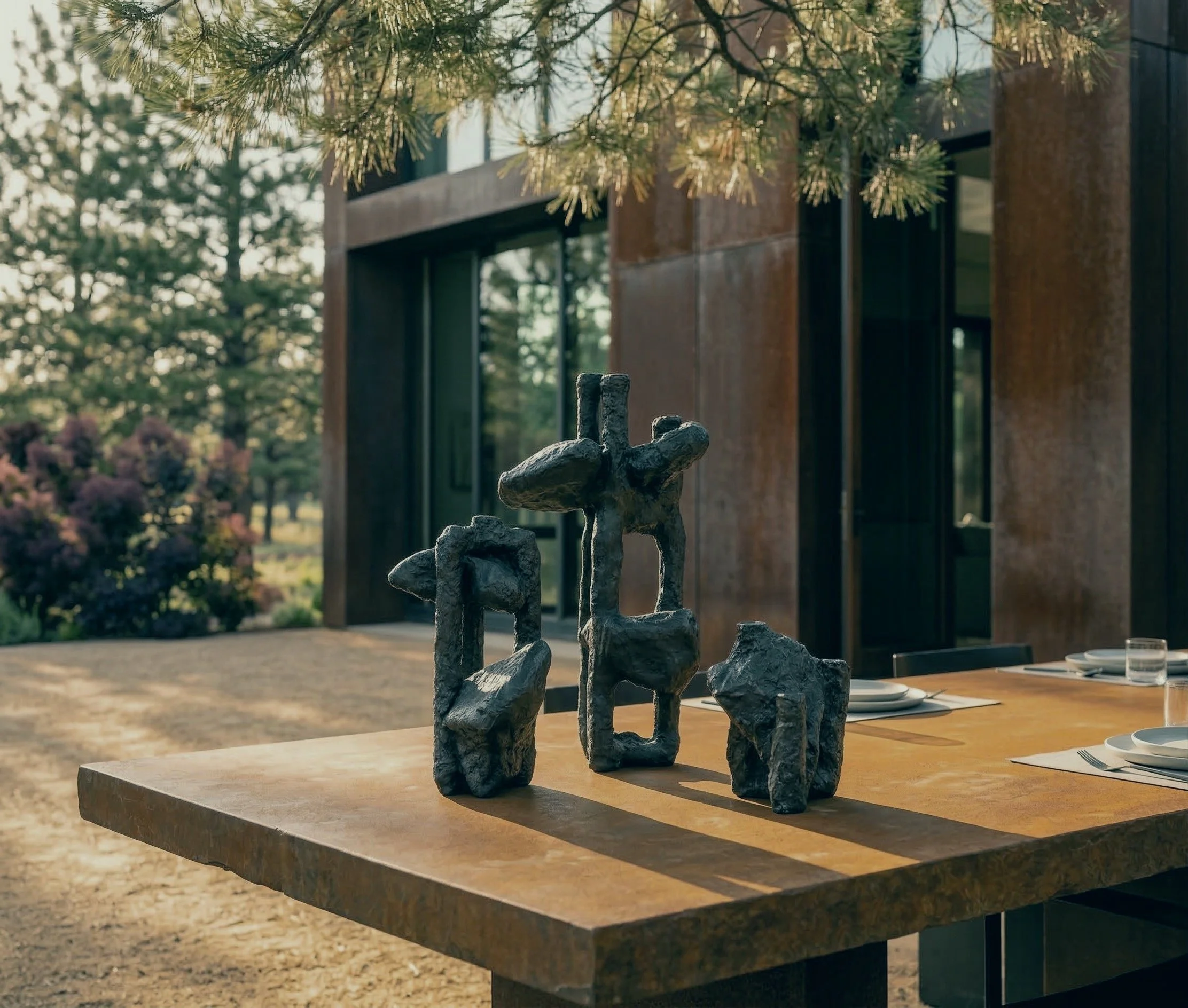 Black candlestick HEAVY series, hand cast sculptures by Krislyn Komarov and James Benn, O.M. Studio, Los Angeles