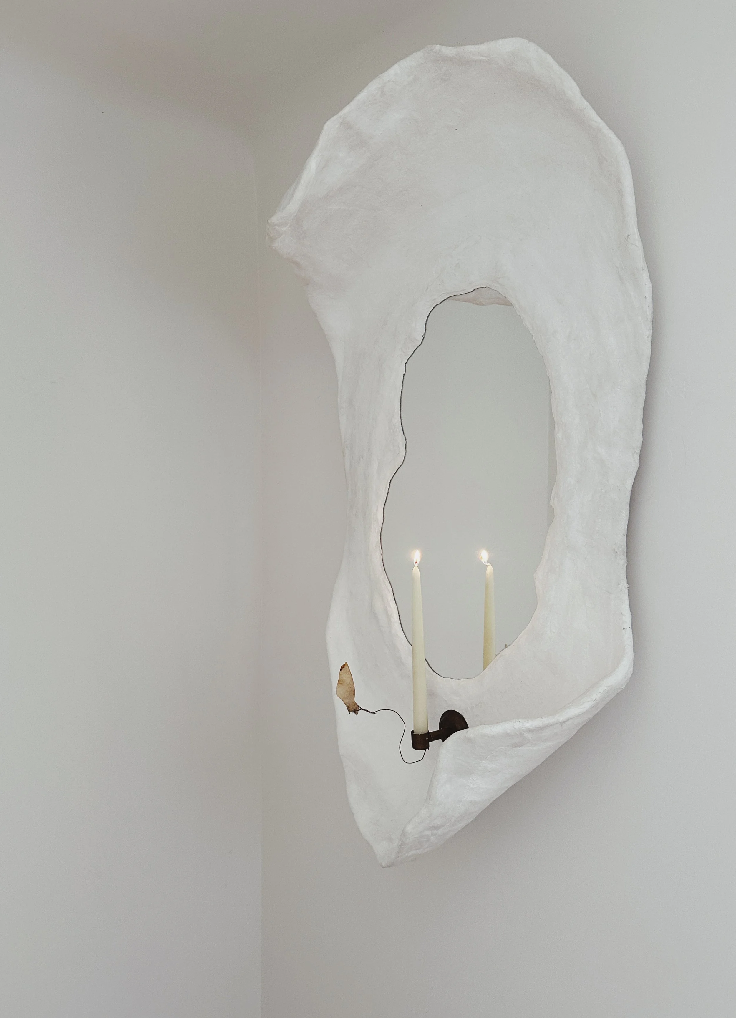 Organic, Moroccan plaster wall mirror by artists Krislyn Komarov and James Benn, O.M. Studio, Los Angeles