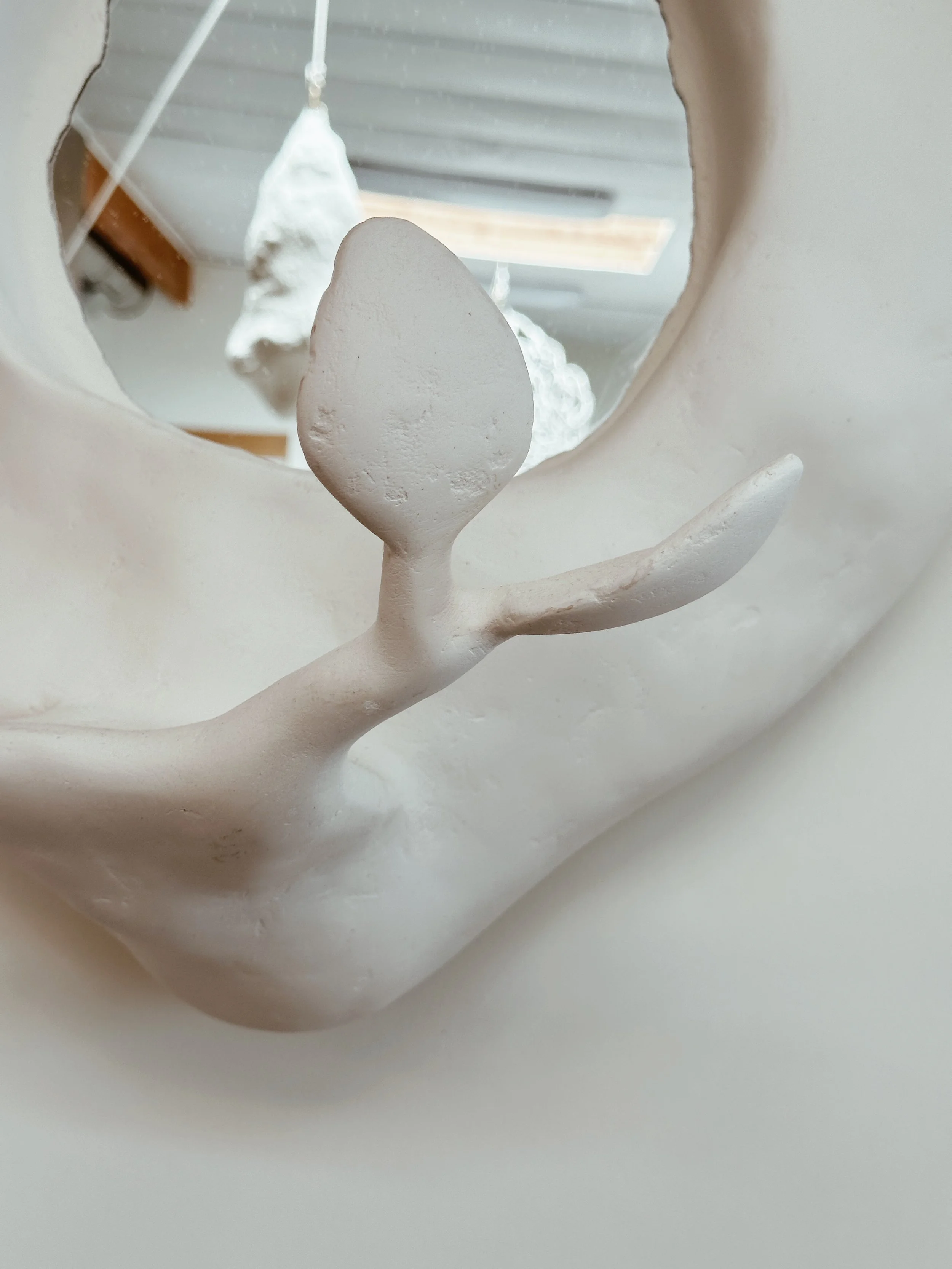 Organic, Moroccan plaster wall mirror by artists Krislyn Komarov and James Benn, O.M. Studio, Los Angeles