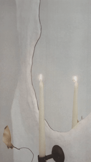 Moroccan plaster wall mirror by artists Krislyn Komarov and James Benn, O.M. Studio, Los Angeles