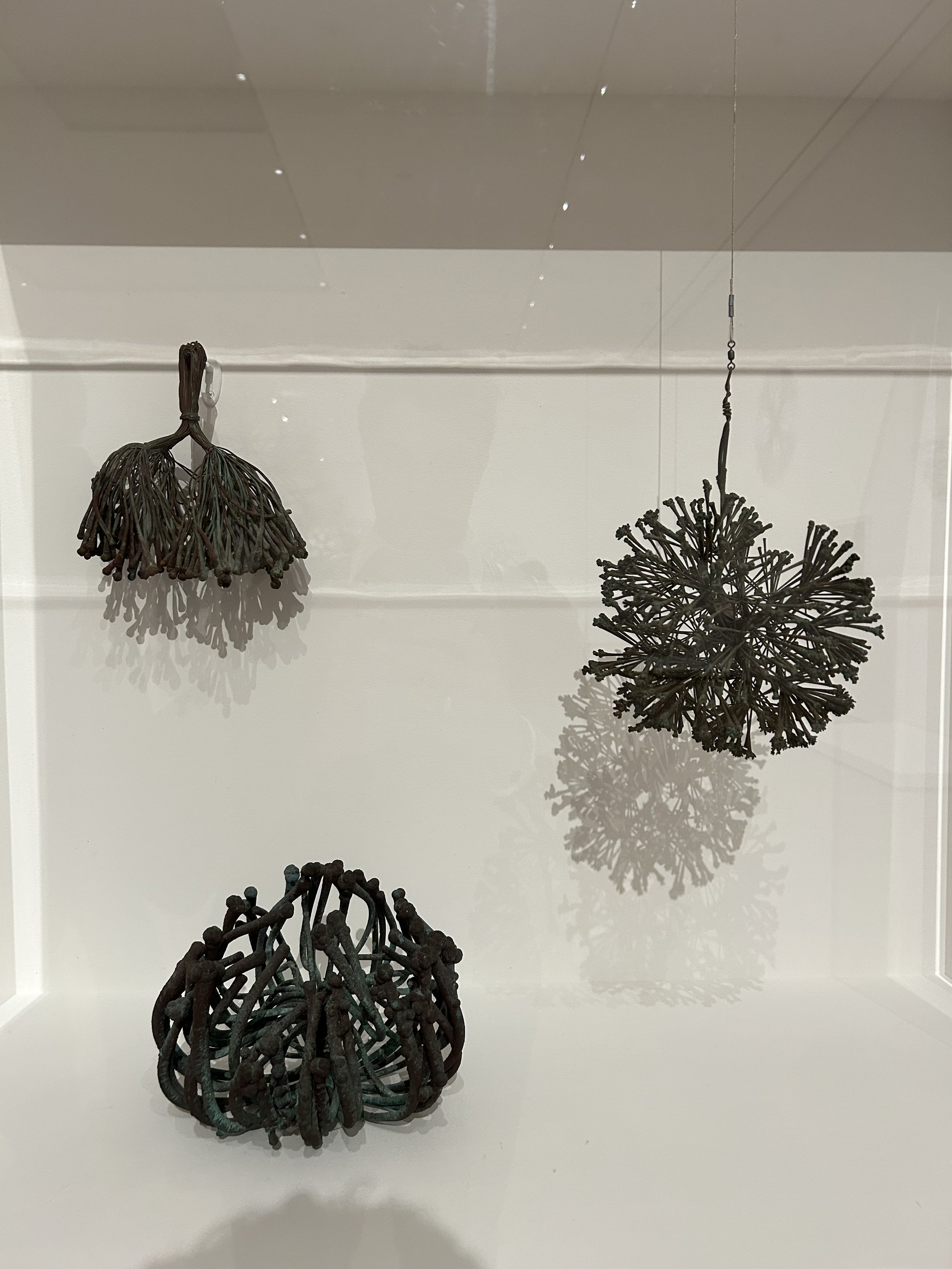  Top Left:   Untitled (S.059, Wall-Mounted Electroplated Tied-Wire, Center-Tied, Four-Branched Form Based on Nature)  c. 1963   Electroplated copper wire  Private collection   Bottom Left:   Untitled (S.132, Freestanding Electroplated Tied-Wire, Orga