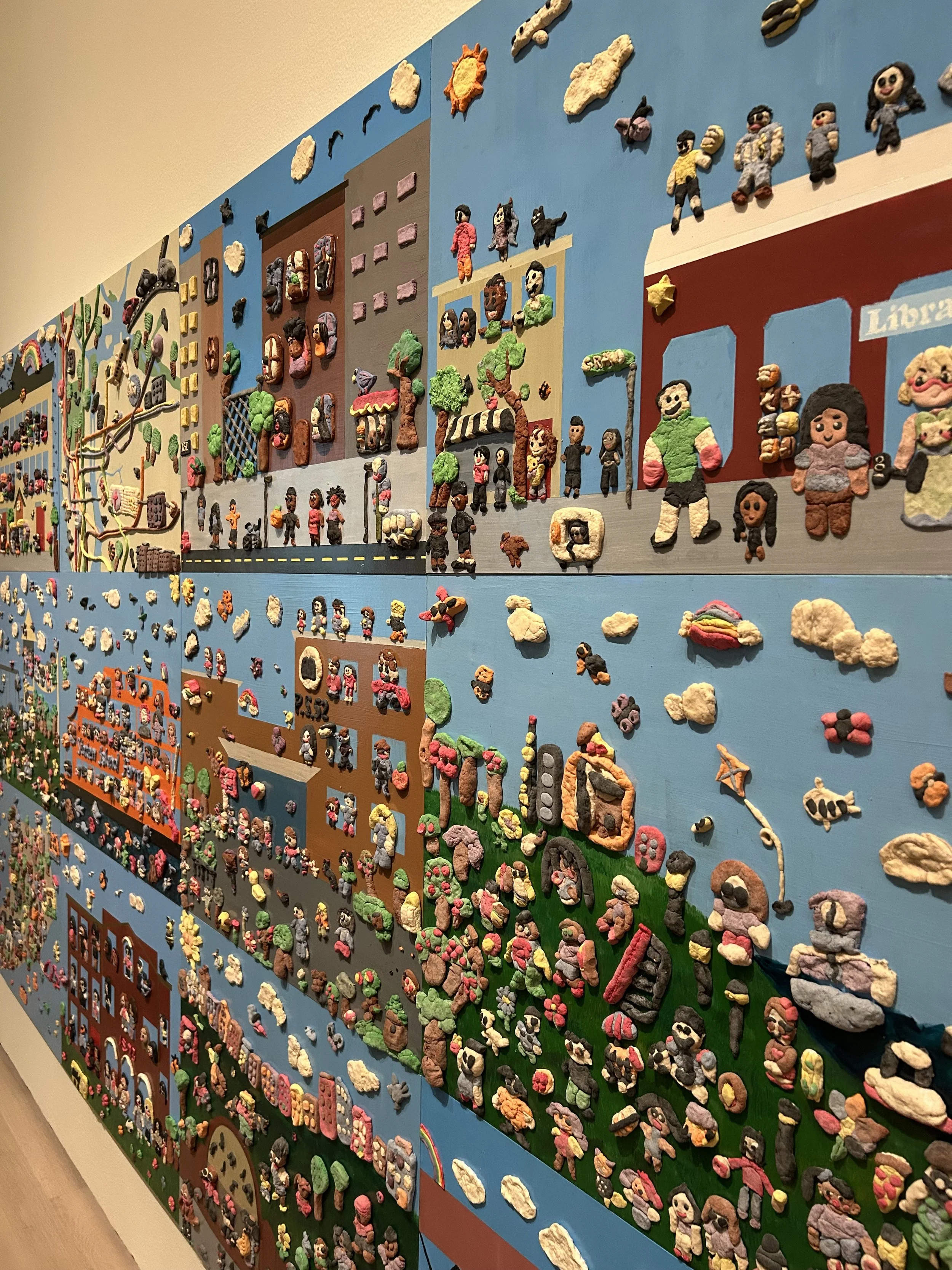  My Community in Baker's Clay 2025   Baker's Clay (flour, salt, water, and tempera powder)   Teaching artists: Syd Abady with assistance from Jordin Alanis   Special thanks to teachers Helen Barry, Caren Criscuoli, Jamie Damora, Li Ting Hu, Edin Niko