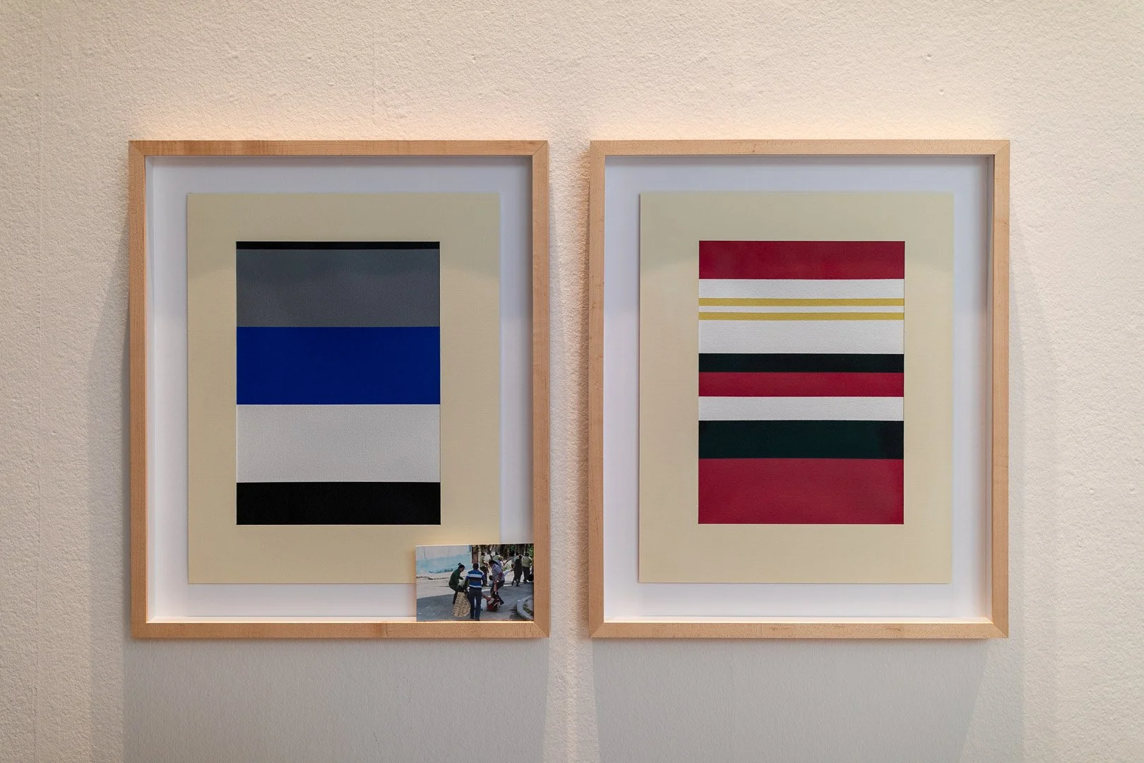  Left:  Francisco Masó  (b. Havana, Cuba, 1988)  Page 08. Volume IV. Tome I (Aesthetic Register of Covert Forces Series)  2017  Acrylic on canvas  25 x 21 in.  Courtesy of the Artist  Right:  Francisco Masó  (b. Havana, Cuba, 1988)  Page 06. Volume I