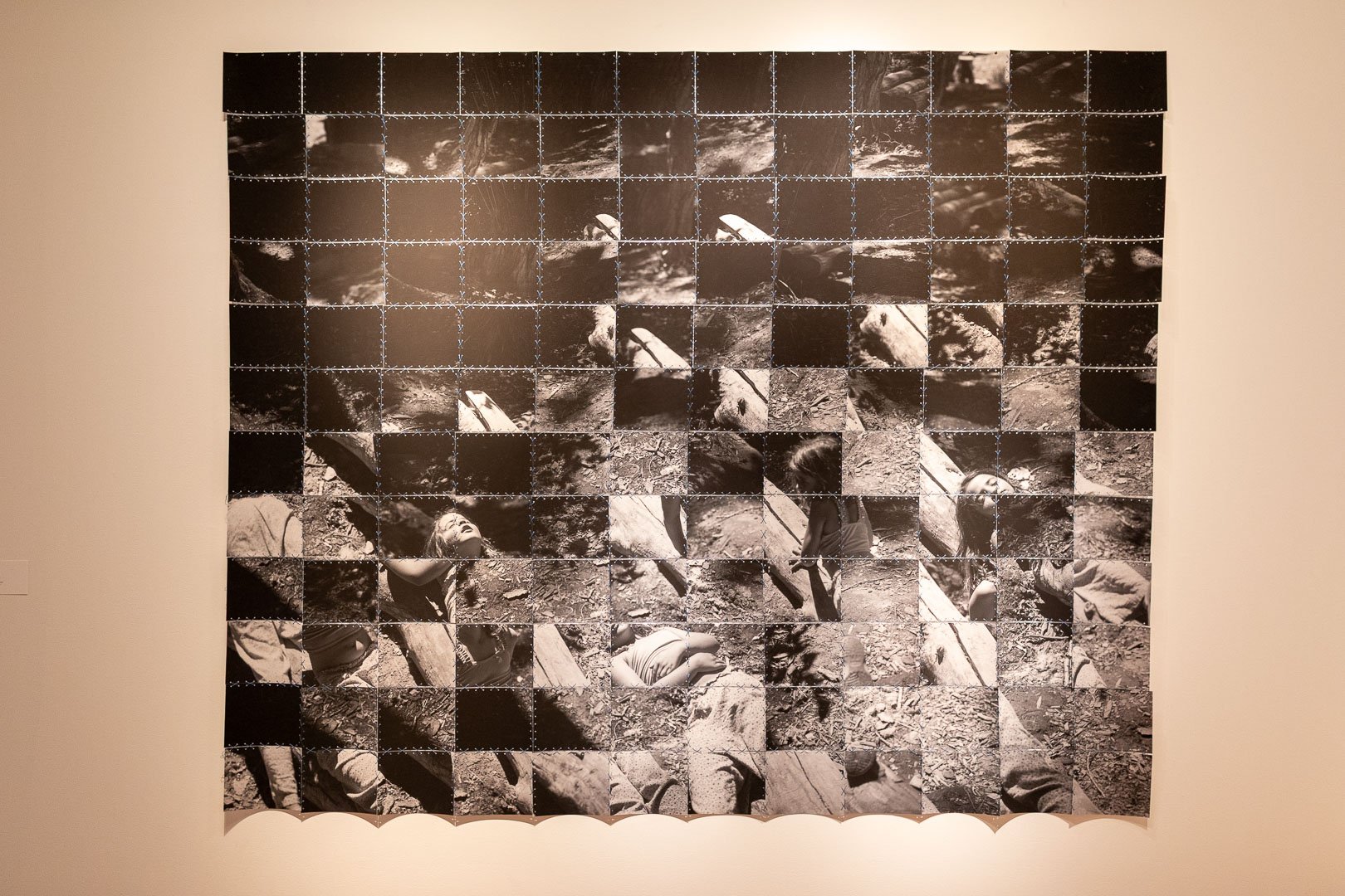  Rose Marie Cromwell  (b. Sacramento, CA, 1983)  On the Log  2026  Quilt  123 x 130 in.  Courtesy of the Artist and VISU Contemporary  Photography by Laura Serdiuk, Women in the Arts, Inc. 