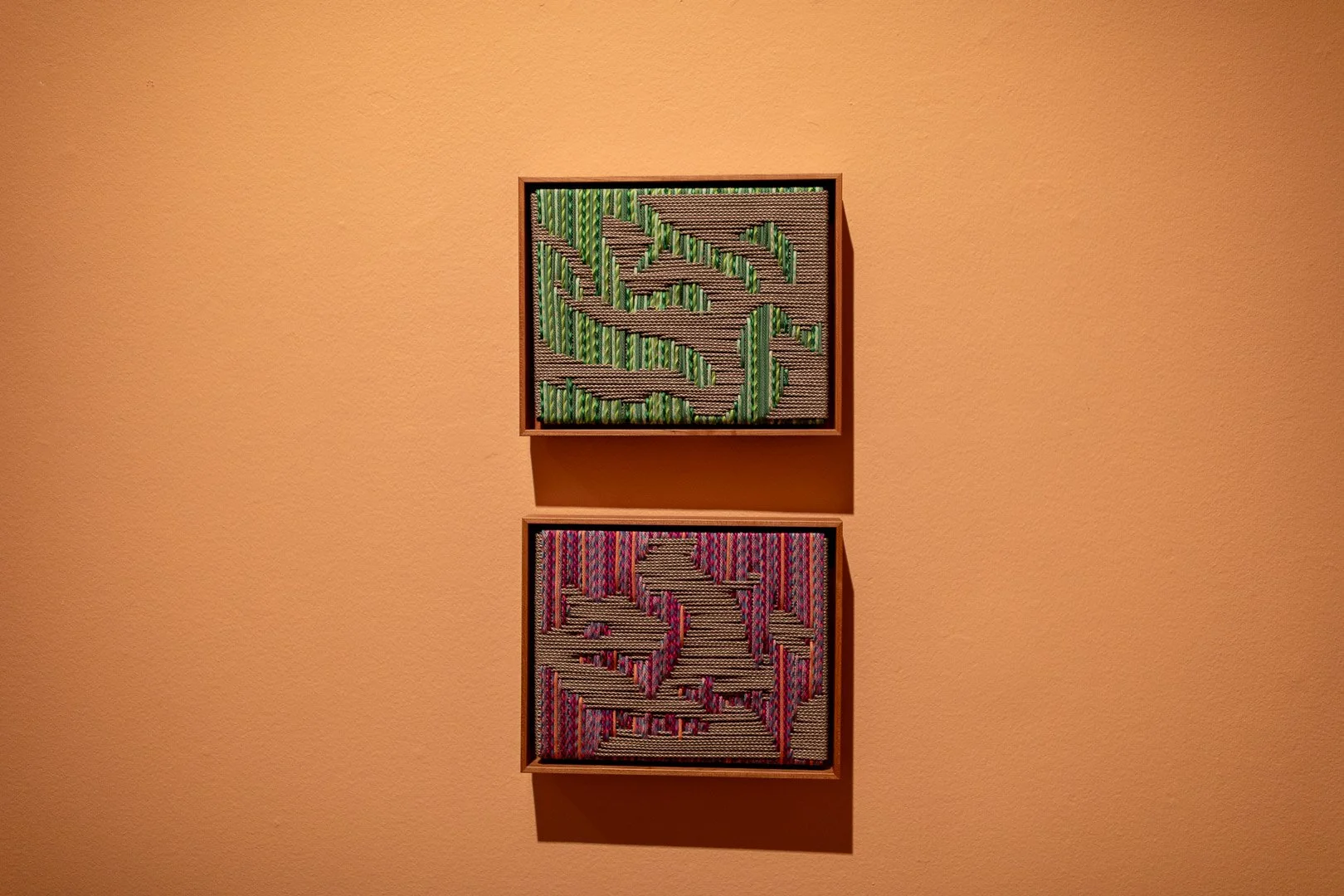  Top:  Jessy Nite  (b. Montclair, NJ, 1985)  High Head Dunes #2 (green)  2026  Paracord  Courtesy of the Artist  Bottom:  Jessy Nite  (b. Montclair, NJ, 1985)  High Head Dunes #1 (pink)  2026  Paracord  Courtesy of the Artist  Photography by Laura Se