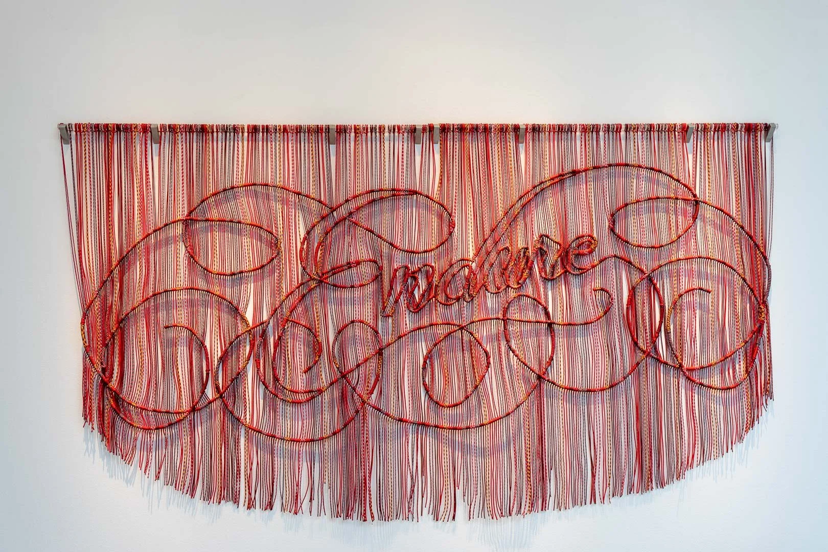 Jessy Nite  (b. Montclair, NJ, 1985)  ENDURE  2023  Paracord  122 x68 inches  Courtesy of the Artist  Photography by Laura Serdiuk, Women in the Arts, Inc. 