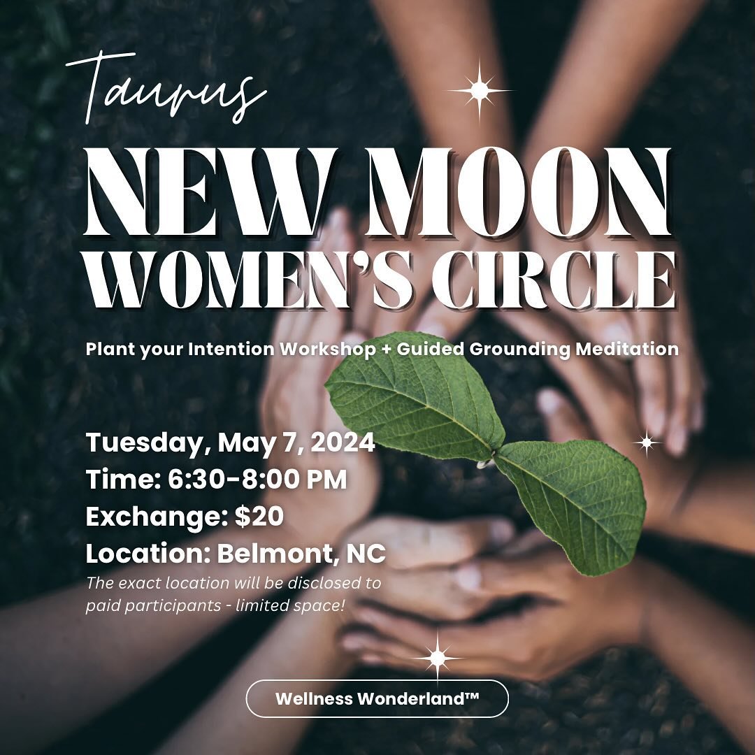 New Moon Women&rsquo;s Circle
.
🗓️Tuesday 5/7
⏰6:30 PM
📍Belmont, NC
💰$20
.
What to Expect:
A beautiful outdoor oasis in my backyard where women of all ages come together to feel safe, to feel seen, and to feel heard and understood. We will start w