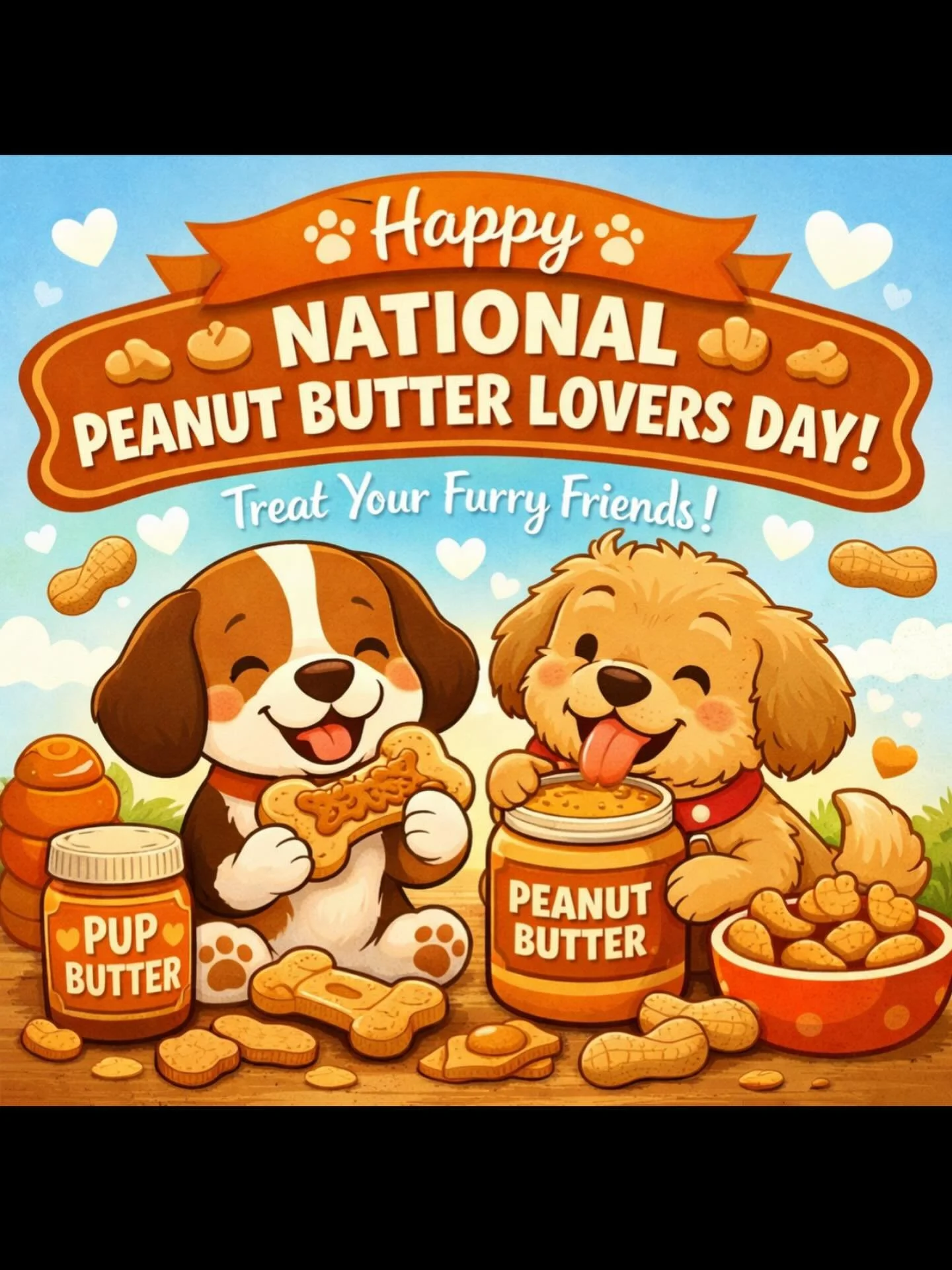 🥜🐾 Happy National Peanut Butter Lovers Day! 🐾🥜

Treat your furry friend to their favorite peanut buttery goodies today! 😋

✨ Buy 2, Get 1 FREE on select TREATS! ✨

And don&rsquo;t forget, we also have tons of other fun goodies like doggy gelato,