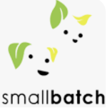 Cartoon trees with smiling faces and a small batch logo at the bottom.
