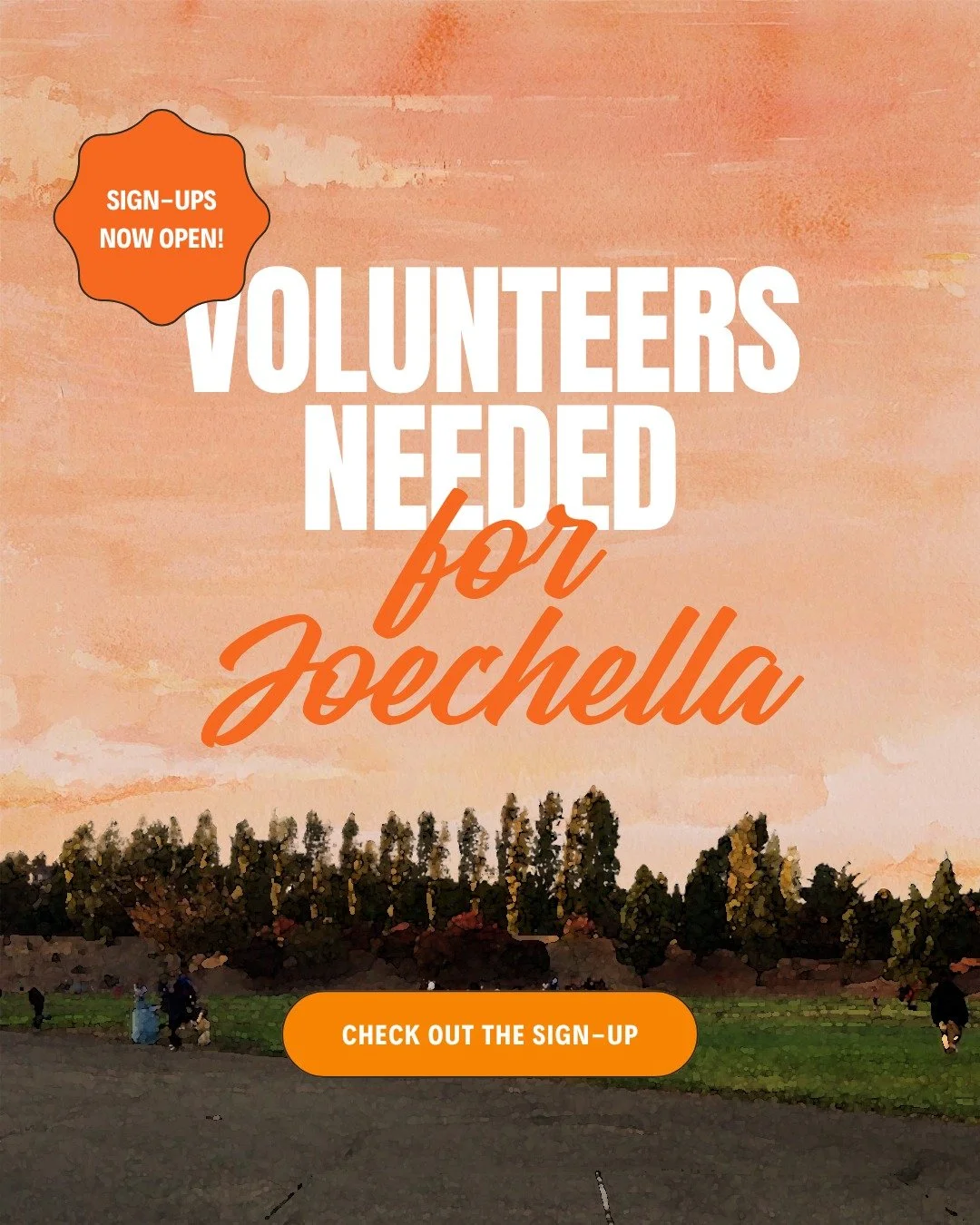 Joechella is less than 3 weeks away and we are seriously short on volunteers. This event cannot happen without your help! 

If you've been considering signing up, now is the time. Whether you can spare an hour or the whole day, every bit of support m