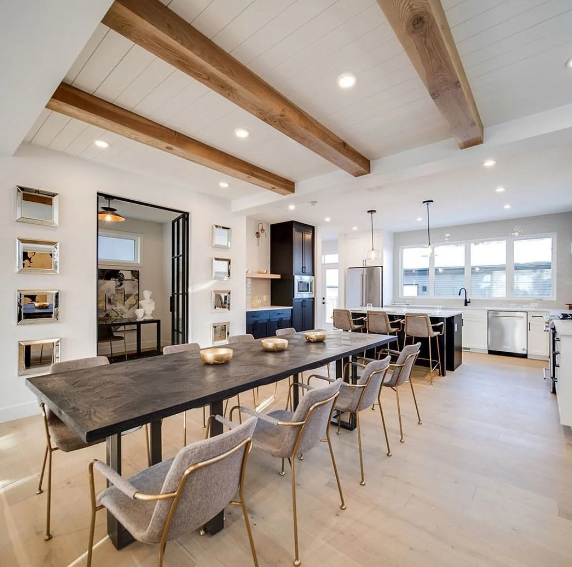 White Oak stain box beams in a @justingrayhomes build