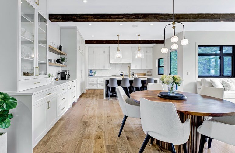 We were featured through Redline Building for the @besthomemag summer edition in 2025! We are honoured to display our Box Beam ceiling beams &amp; mantle in our Walnut standard stain on Barn Board texture for this project.
