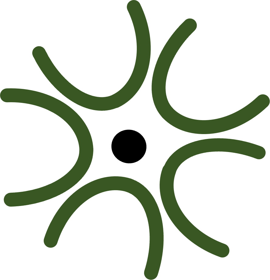 Abstract design with six green curved lines arranged in a circular pattern.