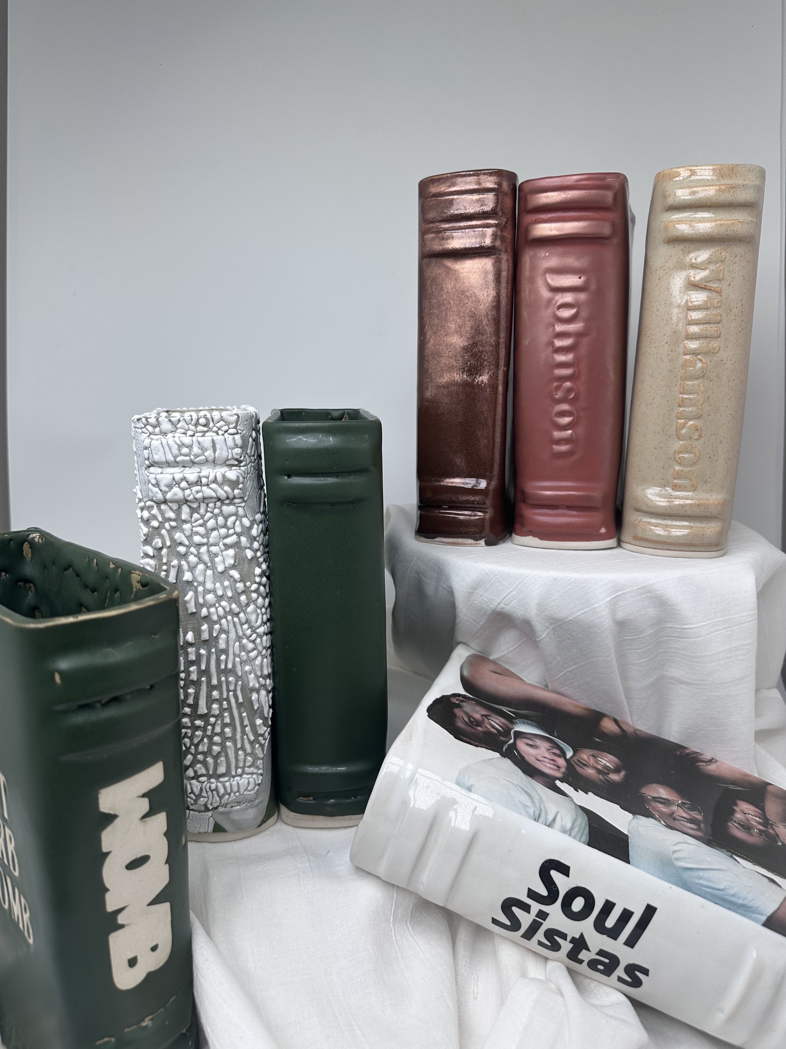 300. Custom Ceramic Book Vase Sculpture