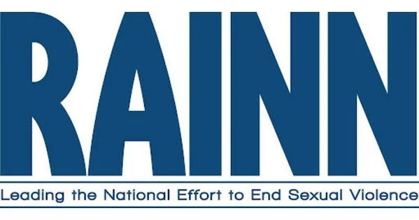 Logo of RAINN with the slogan 'Leading the National Effort to End Sexual Violence'