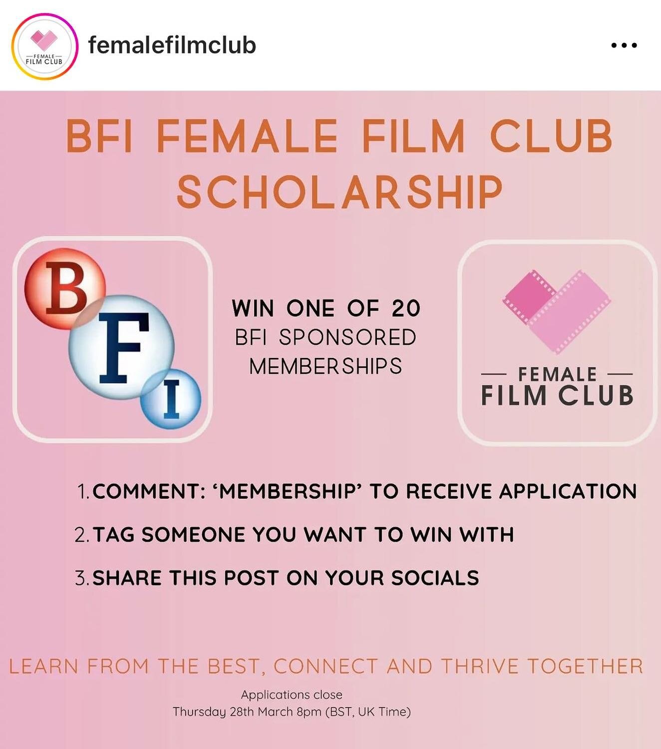 Check this out! Apply for the @femalefilmclub