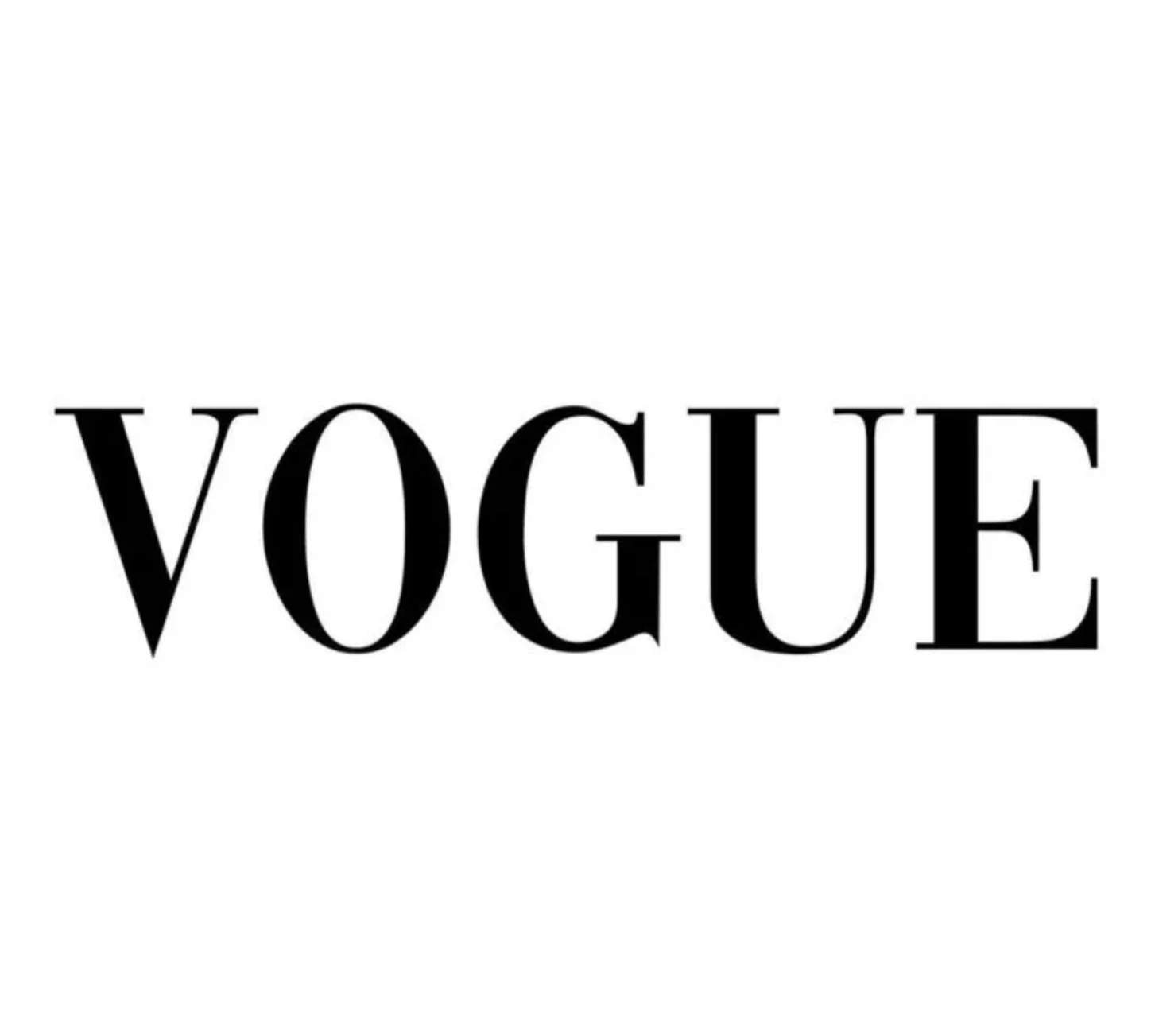 Vogue magazine logo in black text on a white background.