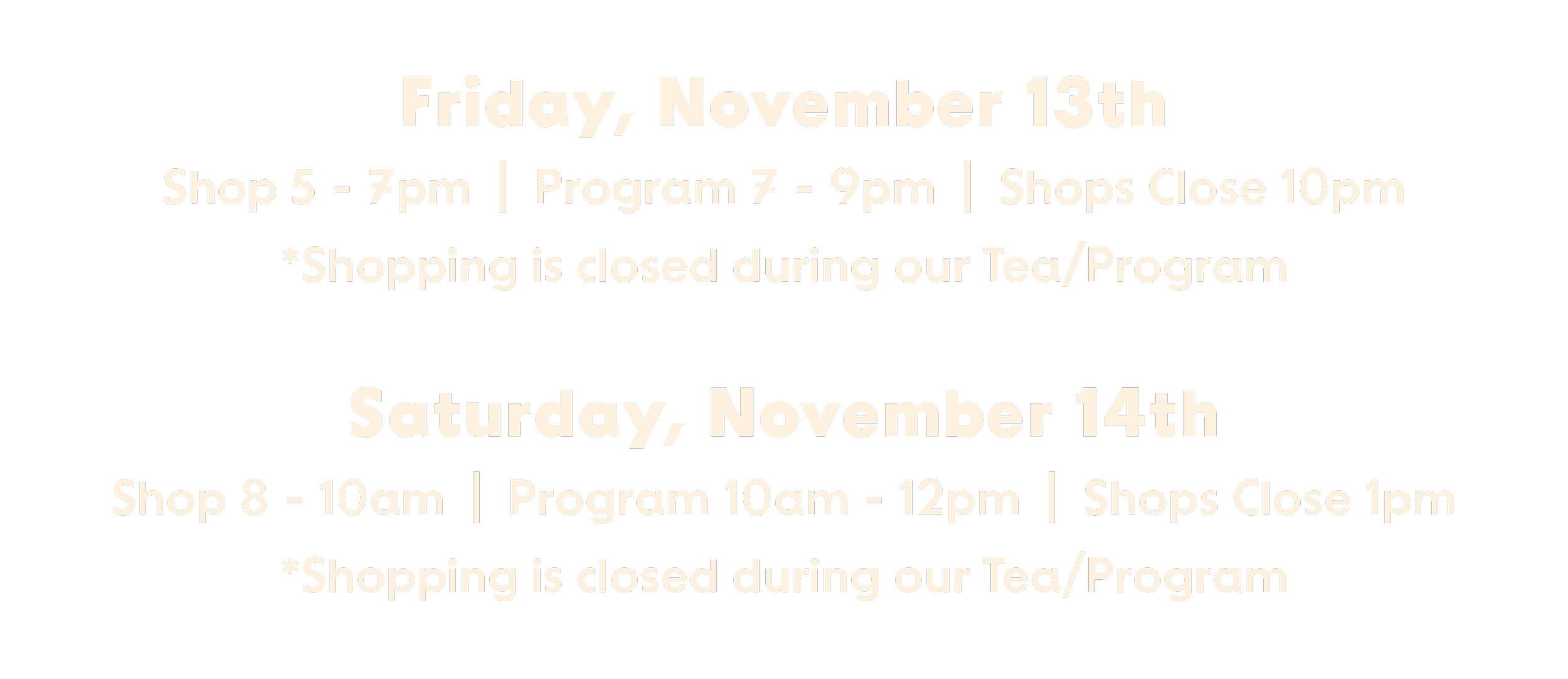 'Christmas Boutique schedule