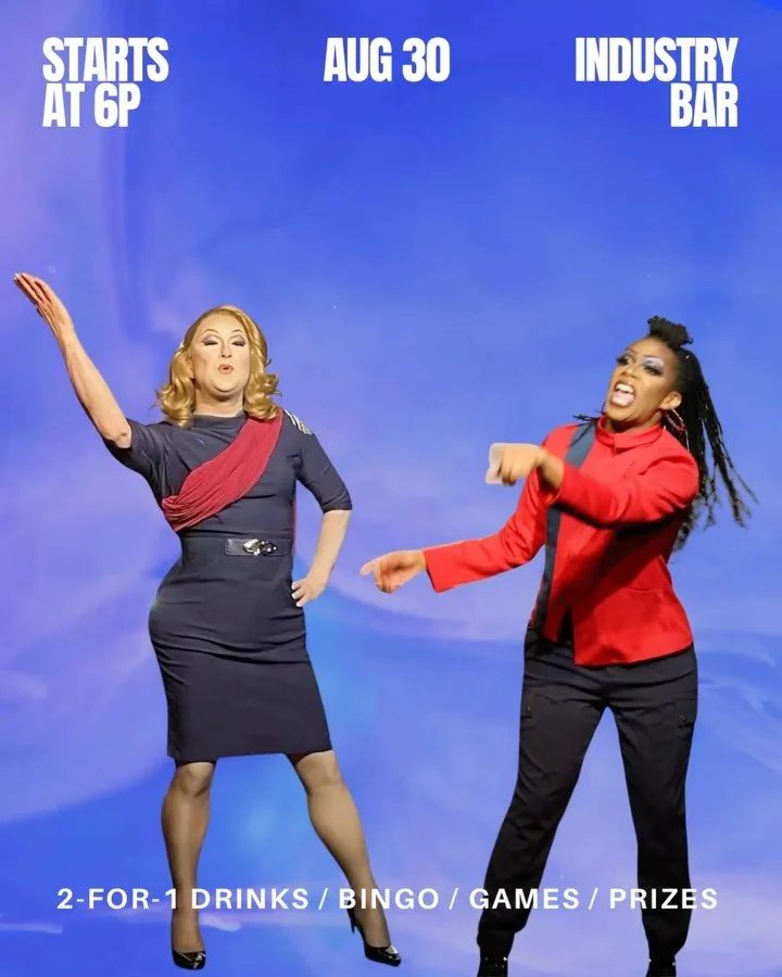 STAR TREK DRAG featuring the talents of the incredible Godiva Romance and Heather Wood this Saturday, August 30th at 6pm-9pm! Join us for out-of-this-world drag numbers, 2-for-1 drinks, games, prizes, and a charity raffle supporting Chosen Family Law