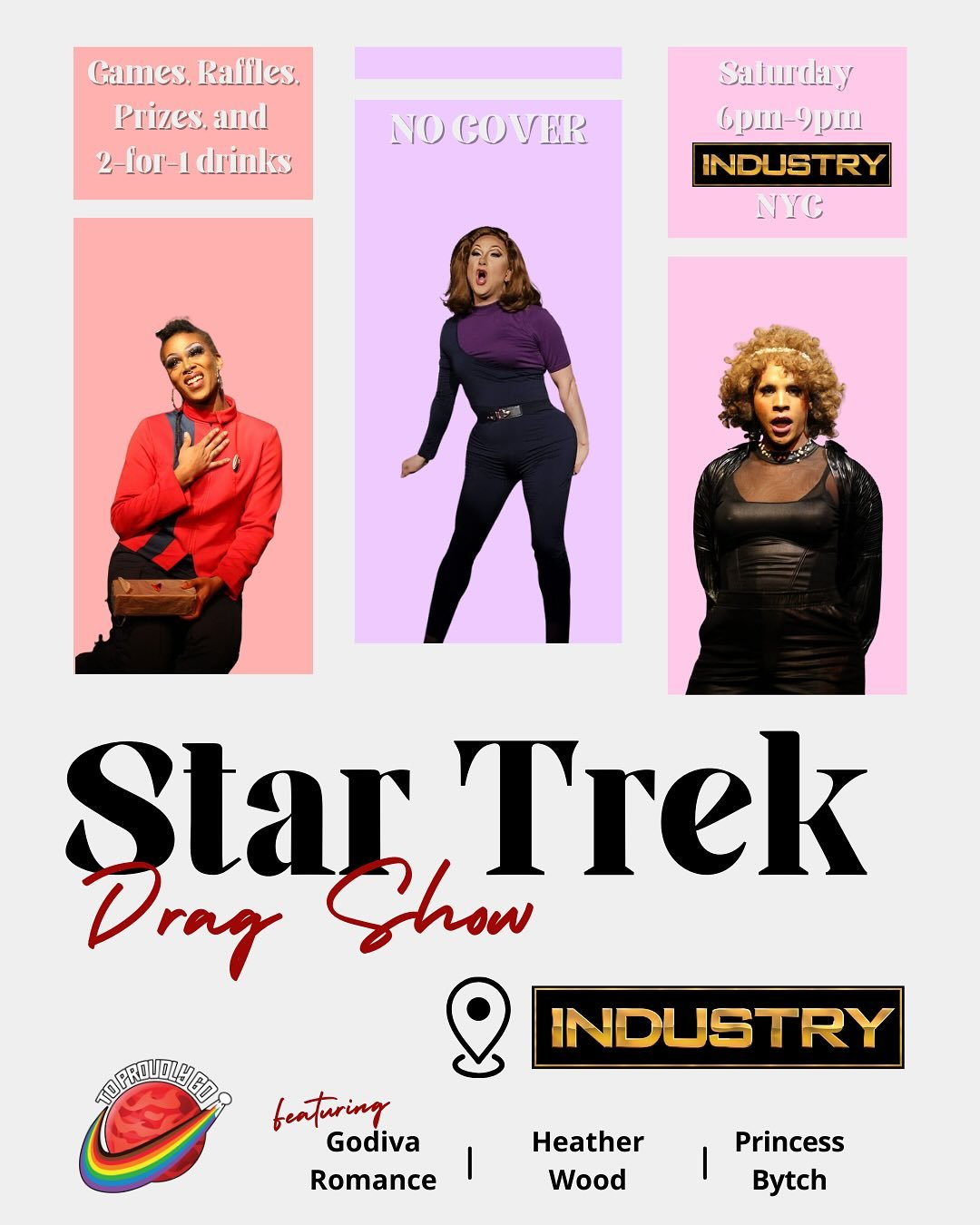 Catch the season finale of Star Trek: Strange New Worlds season 3 with us at Industry Bar in NYC! @industrybarnyc 

We&rsquo;ll have Star Trek drag numbers by Princess Bytch, Godiva Romance, and Heather Wood, along with games, prizes, and 2-for-1 dri