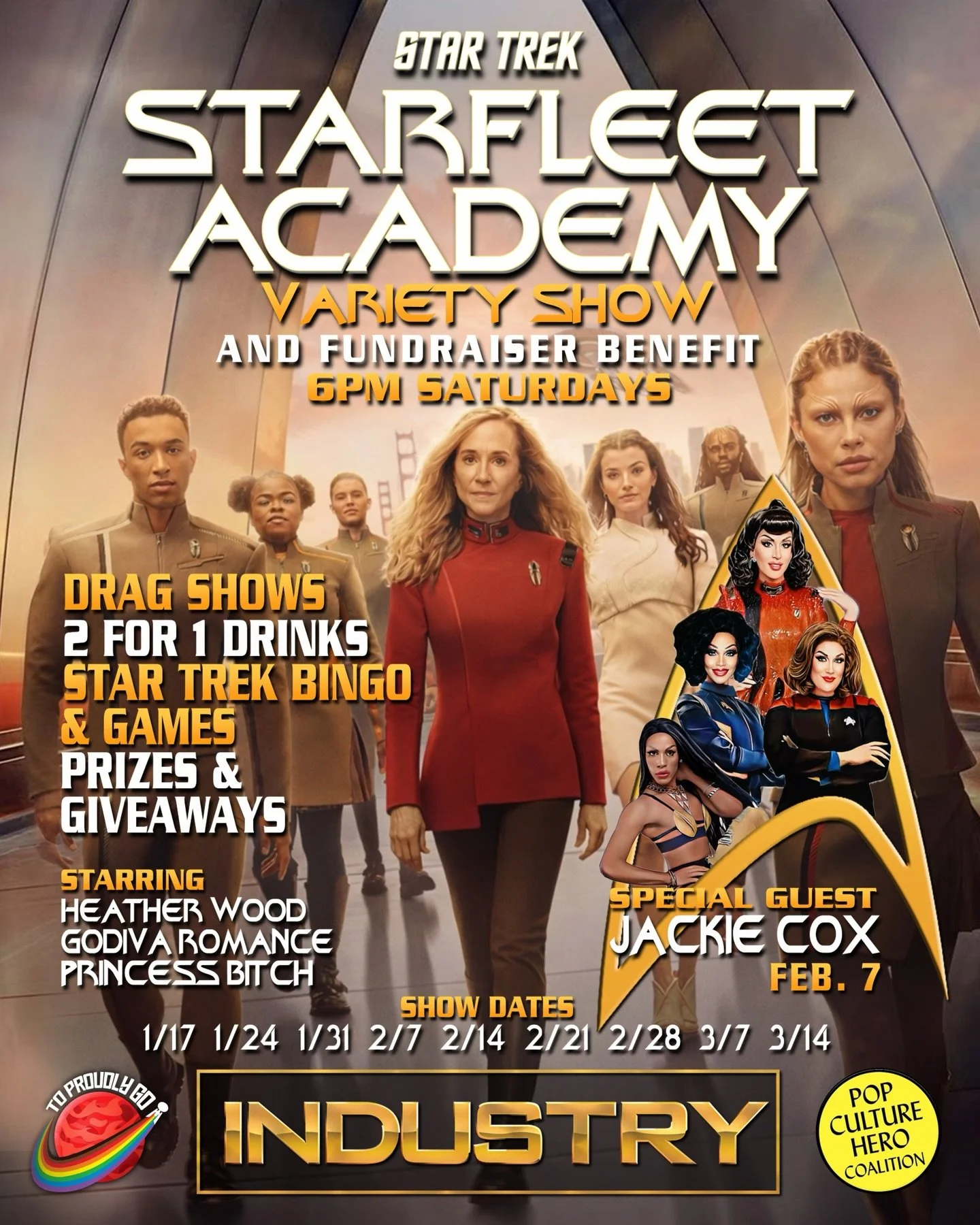 @jackiecoxnyc is returning this weekend to talk about her role on #StarTrek #StarfleetAcademy! Join us 6pm Saturday 2/7! Trek out to a Trek&rsquo;tastic #dragshow with @theheatherwood and @romancinggodiva, 2-4-1 #happyhour drinks, prizes, giveaways a