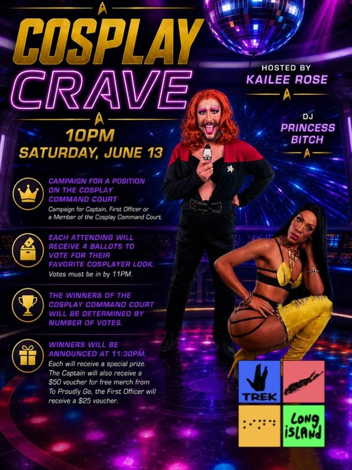 Join host @the_kaileerose and DJ @princessndapopperz on Saturday, June 13 at 10PM for a Trektacular #StarTrek Cosplay Rave at @treklongisland! Come dressed in your best Star Trek cosplay and for a chance to campaign for the to win title the of Captai