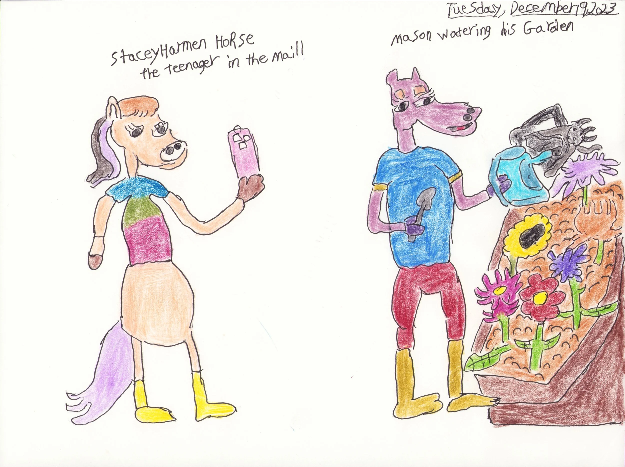 "Stacey Harmen Horse the Teenager in the Mall/Mason Watering His Garden"