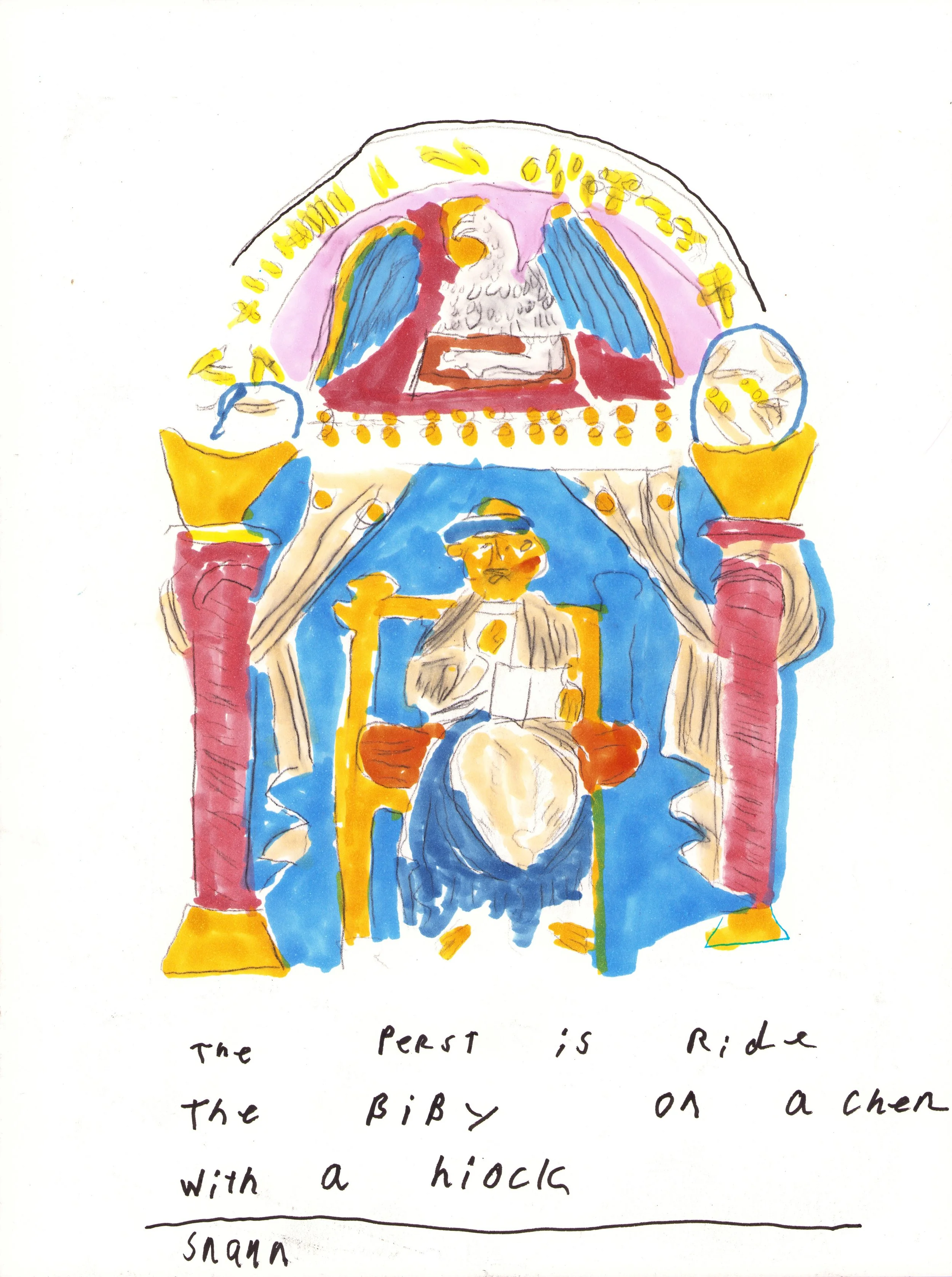 "The Priest is Reading to the Baby with a Hawk"