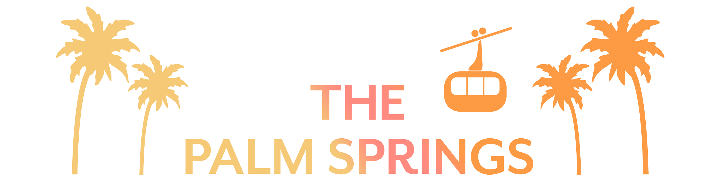 Palm Springs logo with palm trees and a trolley silhouette