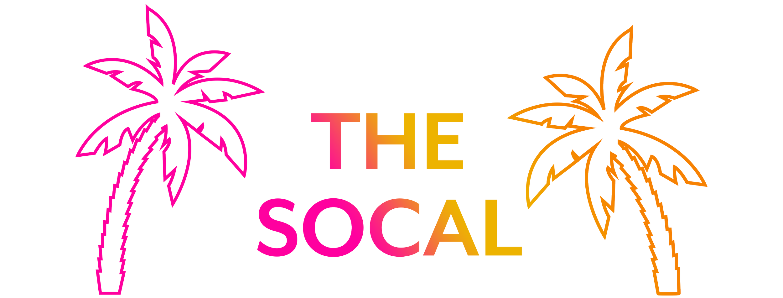"The Socal" text with pink and orange palm trees