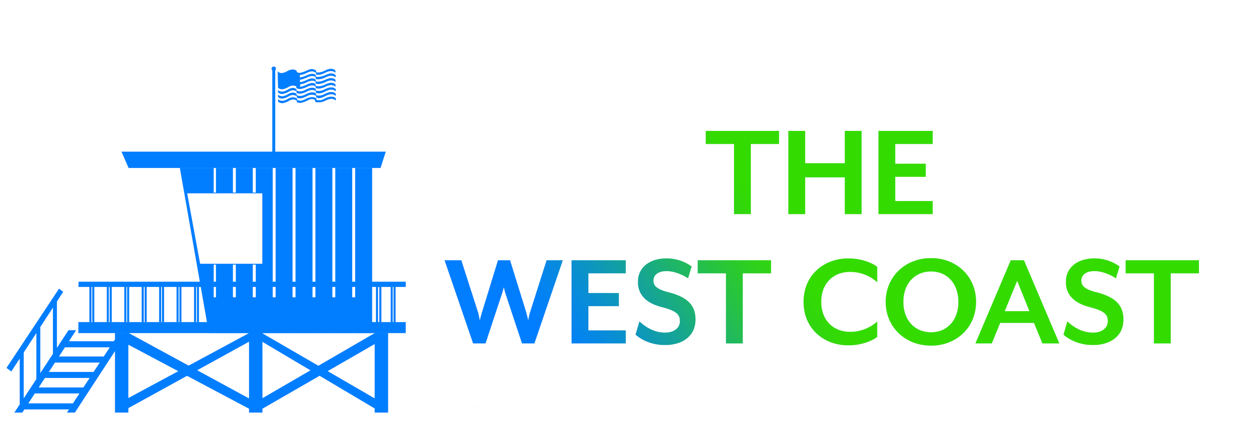 Illustration of a lifeguard tower and the text "The West Coast."