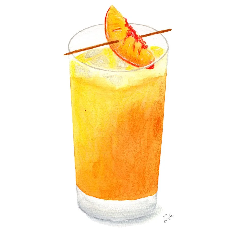 Peach Cocktail Illustration