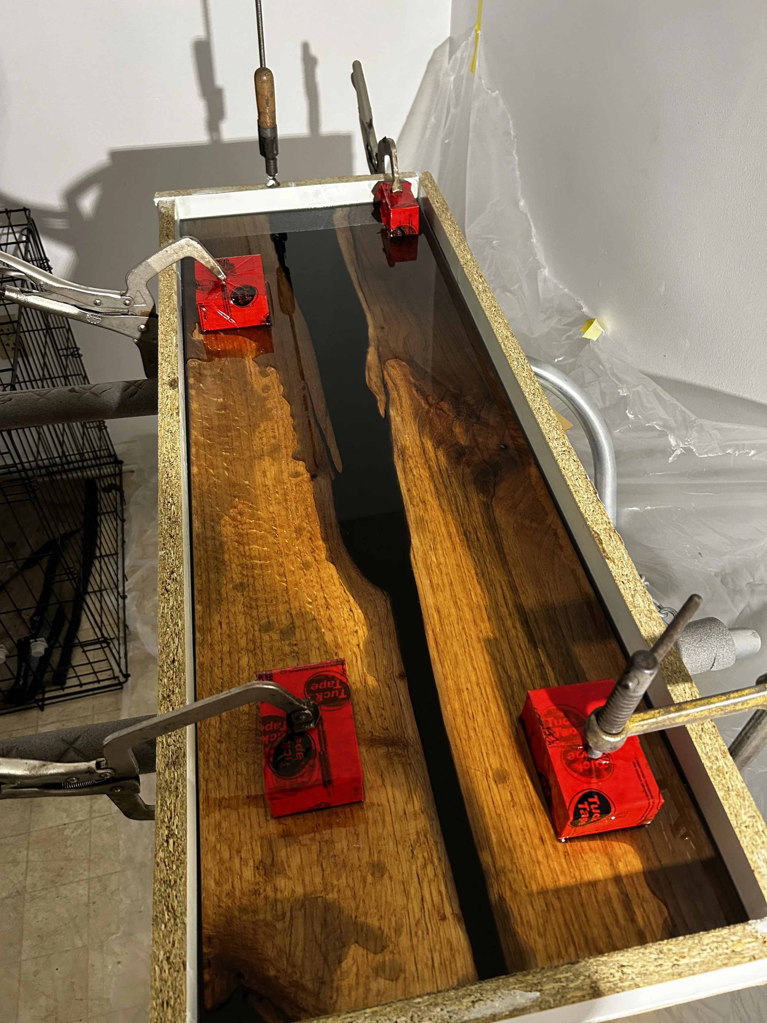 Epoxy with black dye poured in form