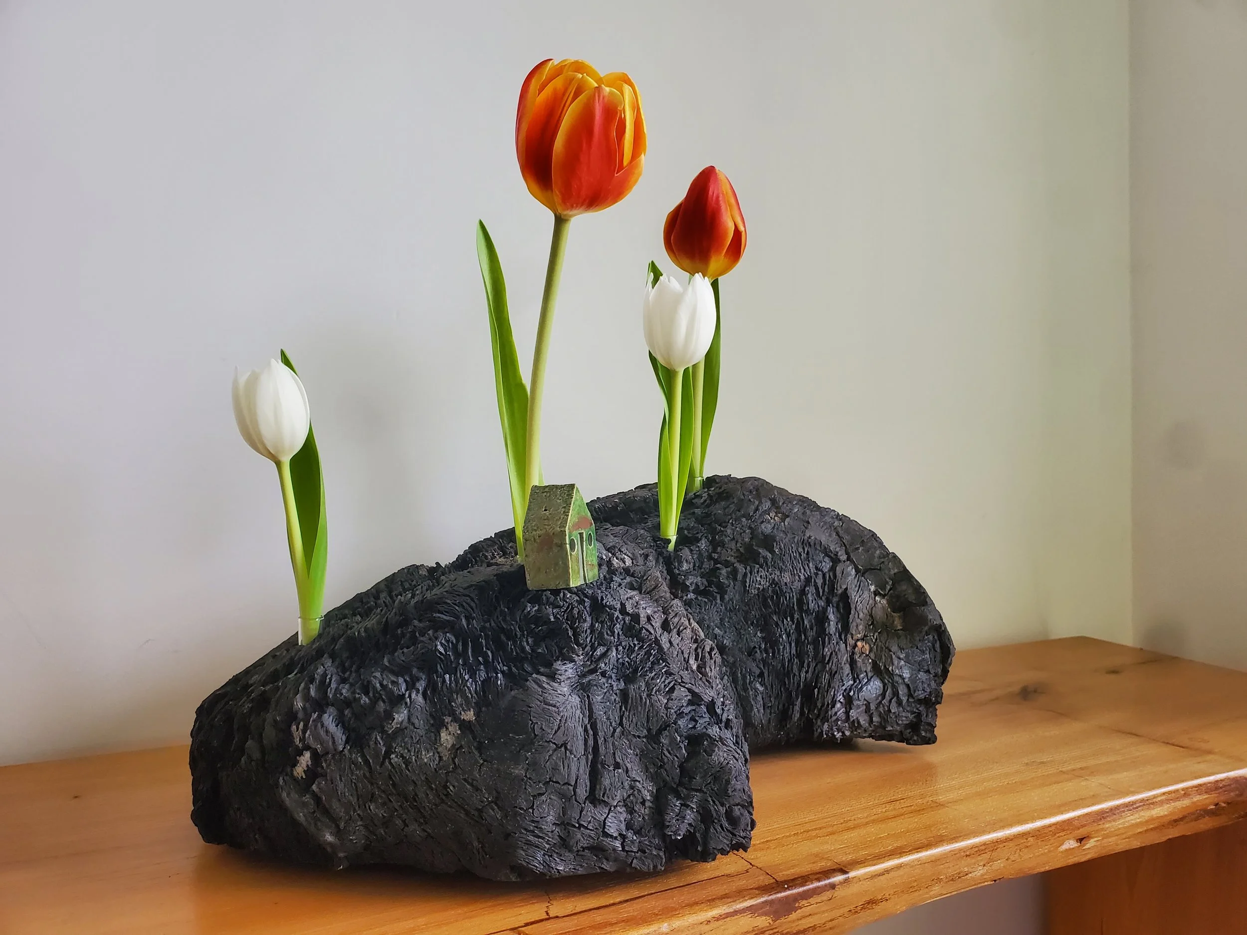 four flower landscape vase (6" x 16" x 10")