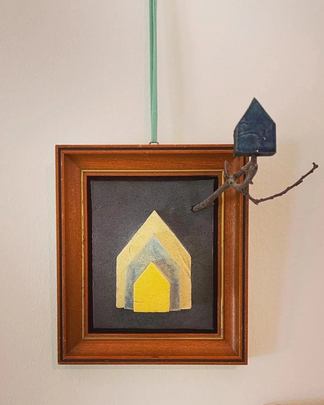 froebel houses -- one broken free (8" x 8" x 5")