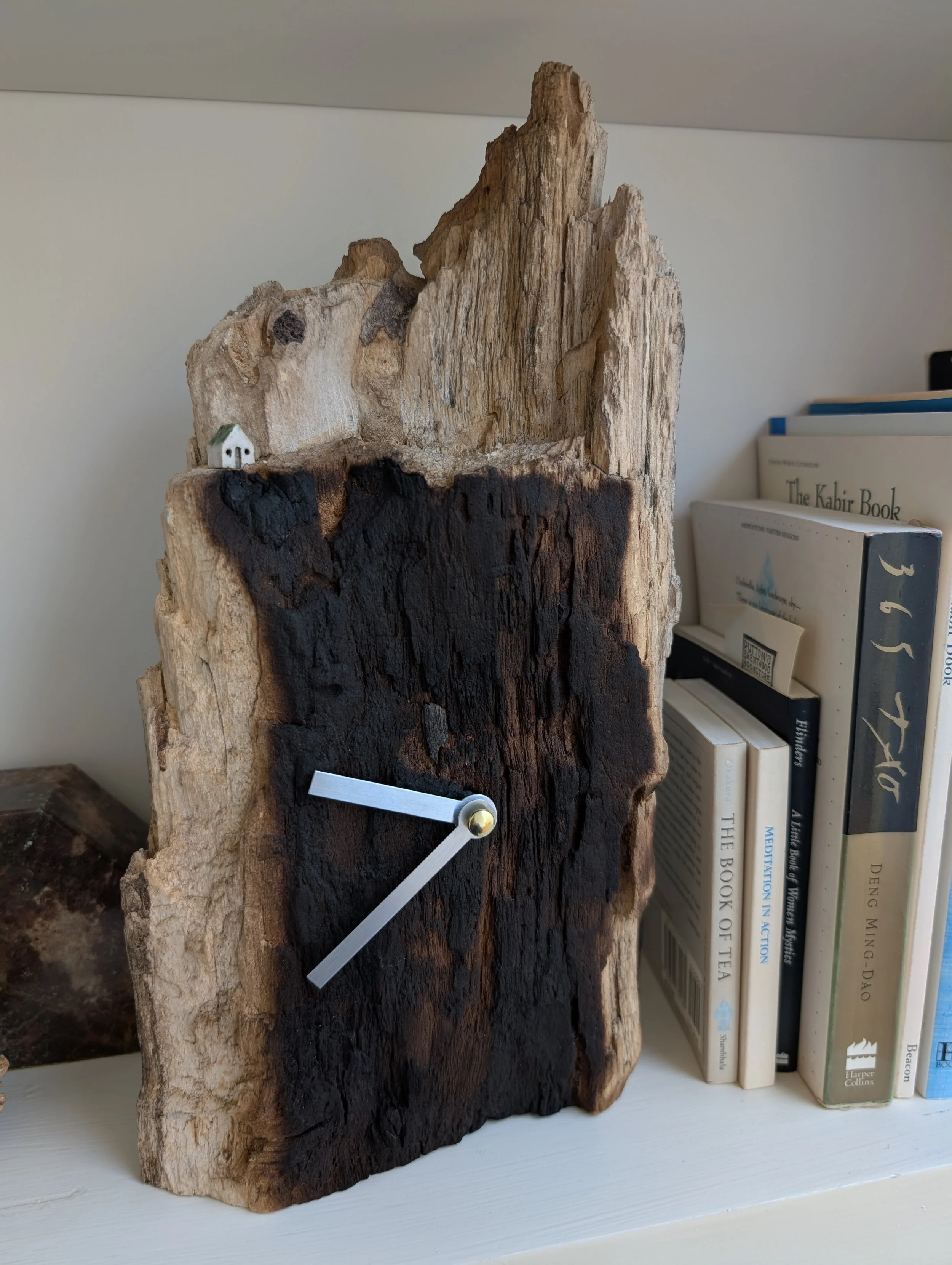 burnt cliff face clock (12" x 6" x 3")