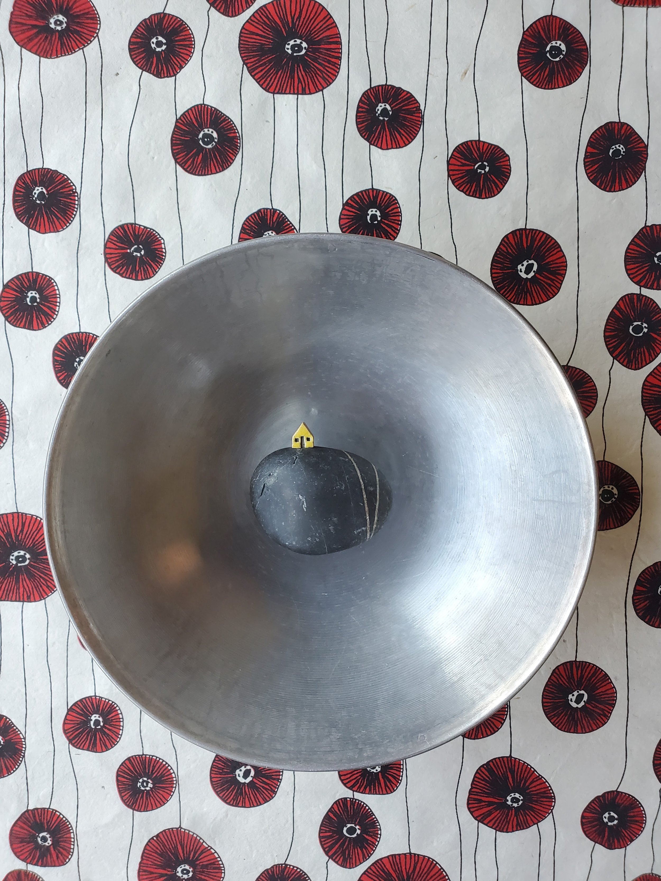 striped boulder in space (9" x 9" x 3")