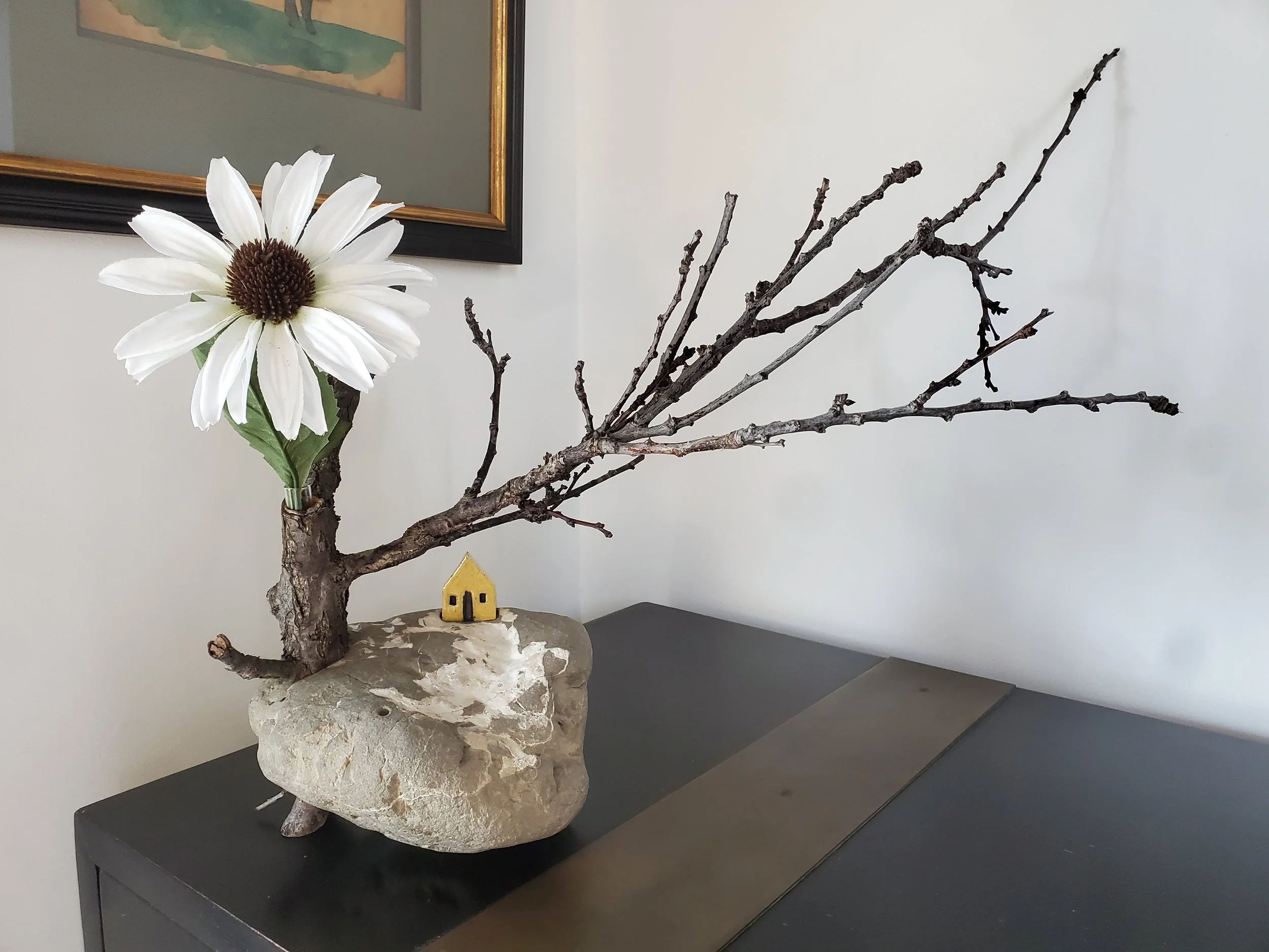 branch vase with root leg (17" x 21" x 11")