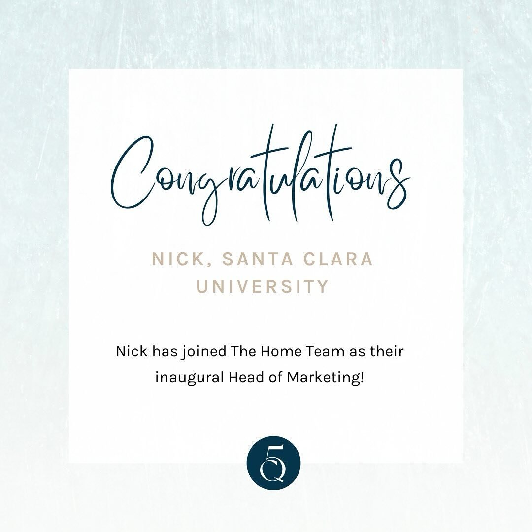 Congratulations Nick! Nick started his new role as Head of Marketing for start up, The Home Team! 

Nick graduated with his Masters in Marketing from Santa Clara University where he also completed his undergraduate work and was a collegiate rower. Ni