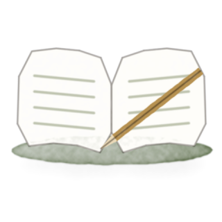 Открытая книга и карандаш, акварель