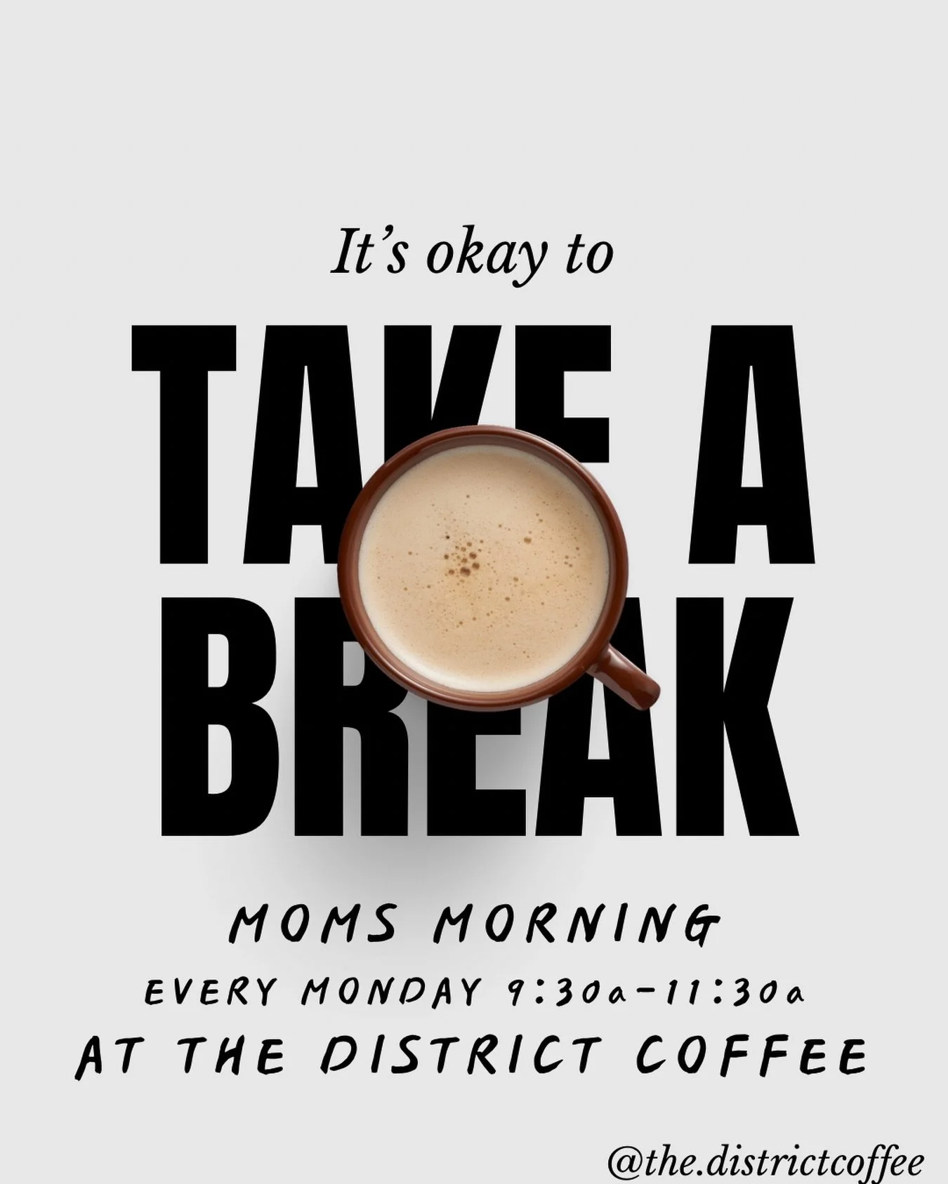 Mom&rsquo;s Morning at The District
Every Monday | 9:30a&ndash;11:30a

Drop-off moms. Homeschool moms.
Moms with kids, moms without kids, moms who just need coffee. We want to build community with you! 

See you tomorrow! 

#community #coffee #craftc