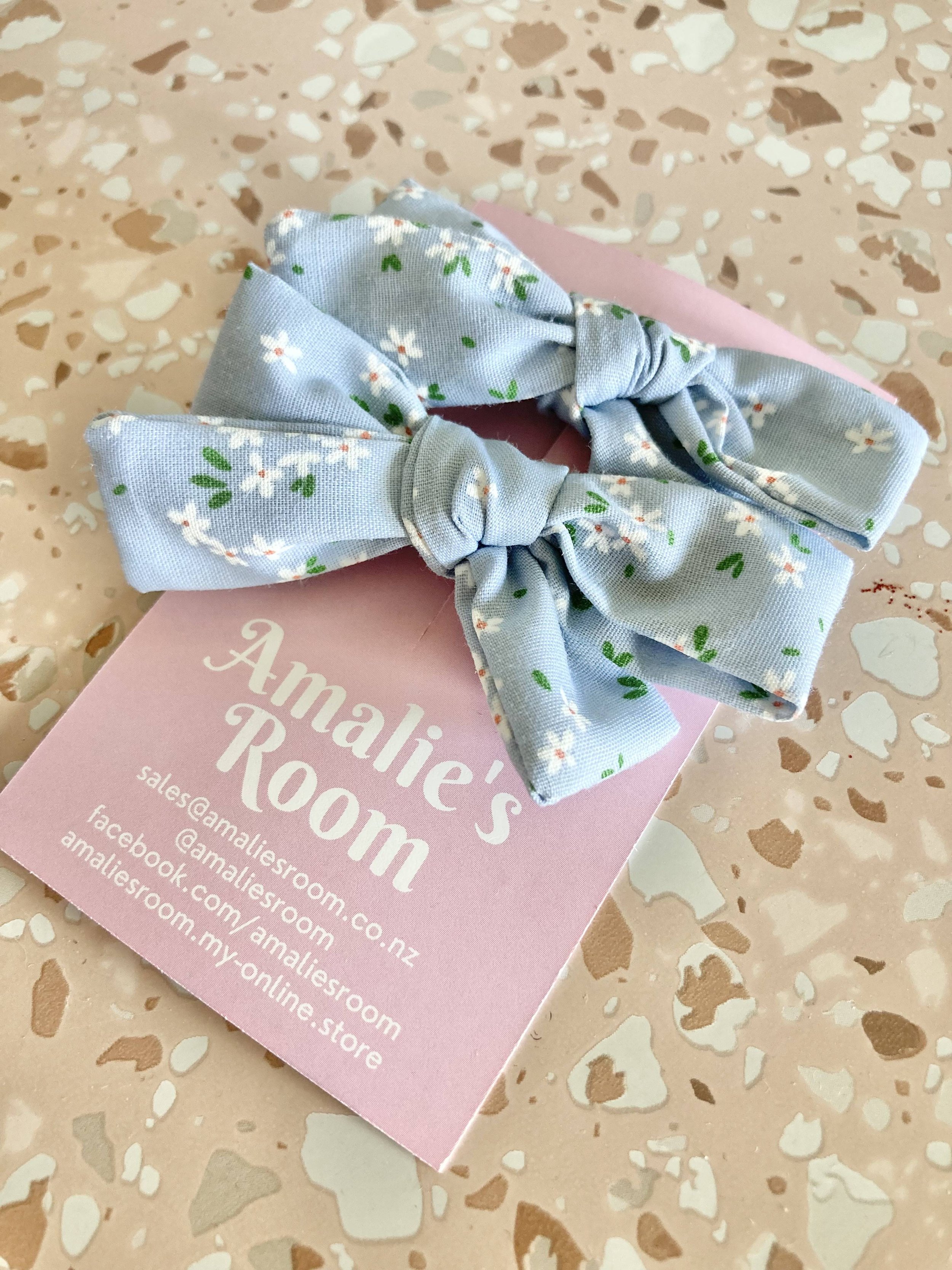 Box Bow Clips - Mini Blue Floral