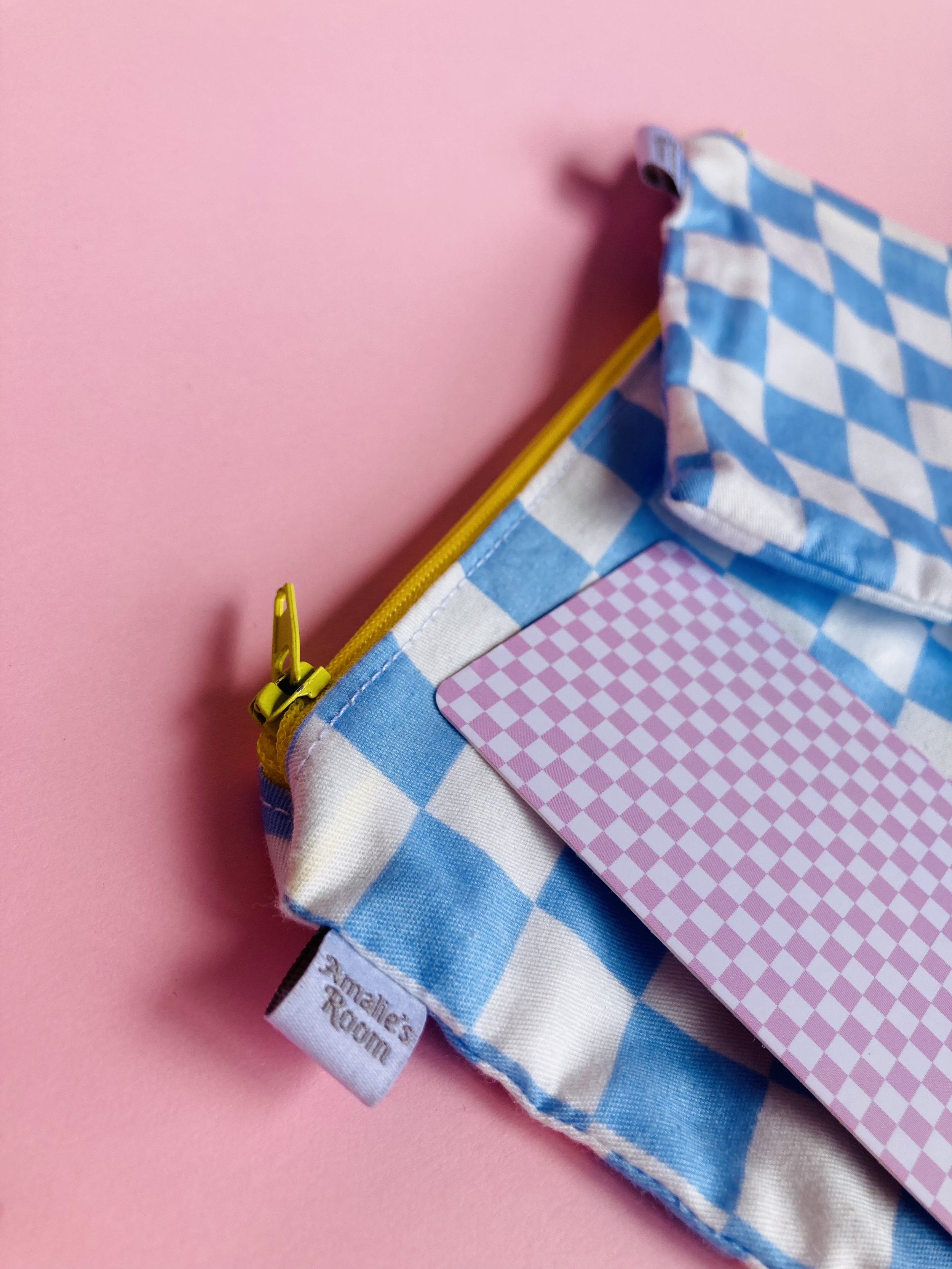 Zipper Pouch - Blue and White Check
