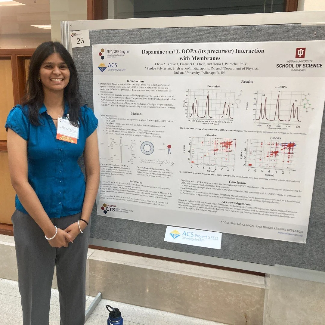 Kudos to E. Kotian '26 who wrapped up her American Chemical Society internship this week. She conducted research involving dopamine v.s. L-DOPA, the blood-brain barrier, and implications for Alzheimer’s treatment. Way to go!