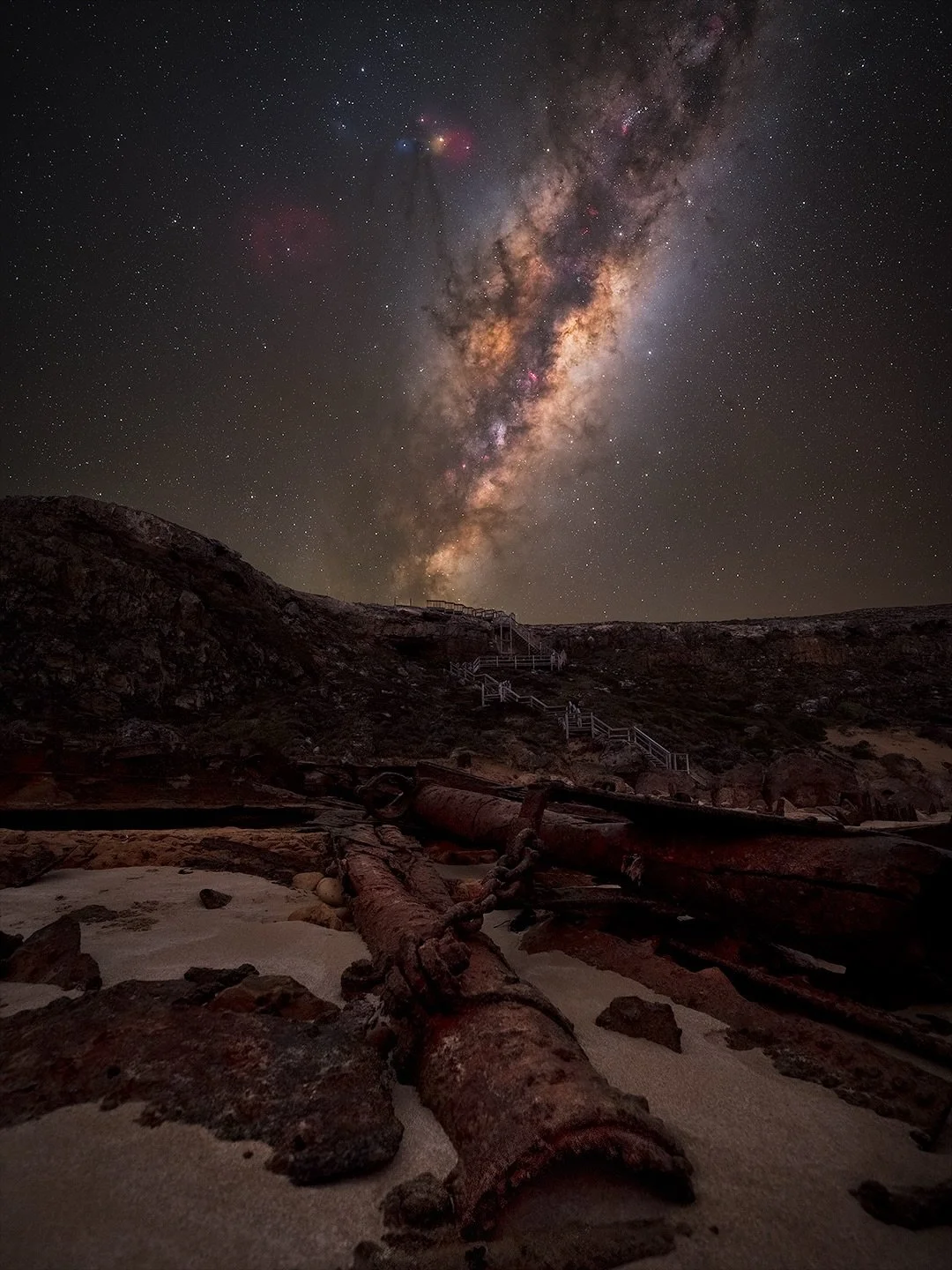 Ethel Shipwreck under the Milky Way 

After a run of powerful coastal storms, the sands of Innes National Park shifted and revealed something rare &mdash; almost the entire Ethel shipwreck exposed along the shoreline of the Southern Yorke Peninsula, 