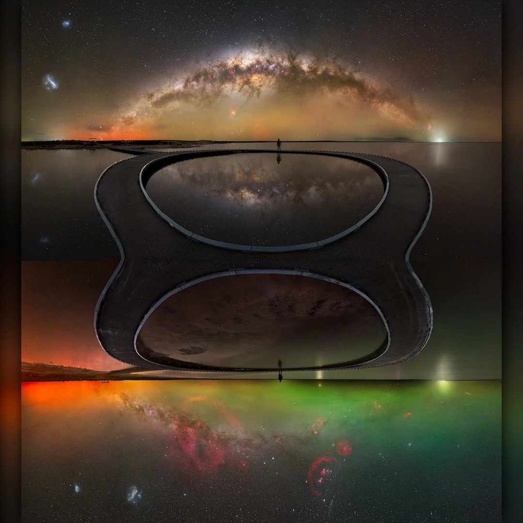 Infinite Universe

This was a concept I had in mind when I was planning both of these panoramas. It took quite a bit of time, not only to edit each panorama, but also to line them up and connect them together as seamlessly as I could. They were taken