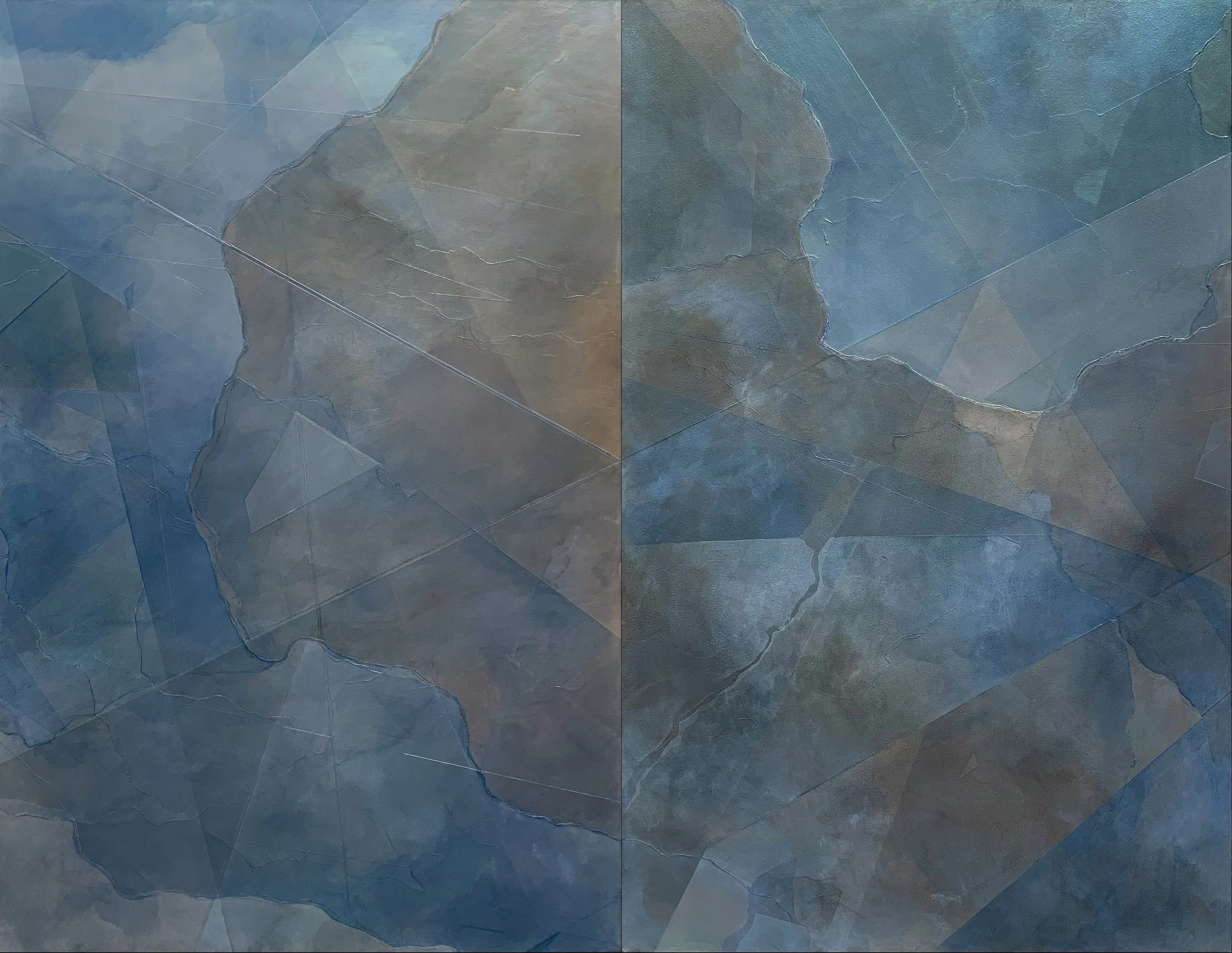I Felt Your Shape in the River, Acrylic on Two Wood Panels, 36 x 48