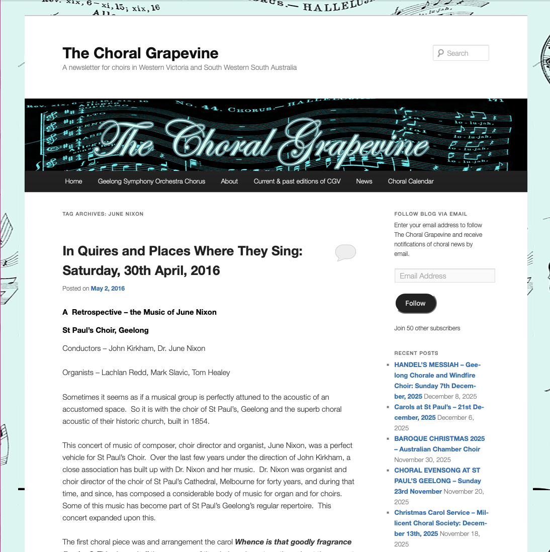 Visual of the Choral Grapevine article