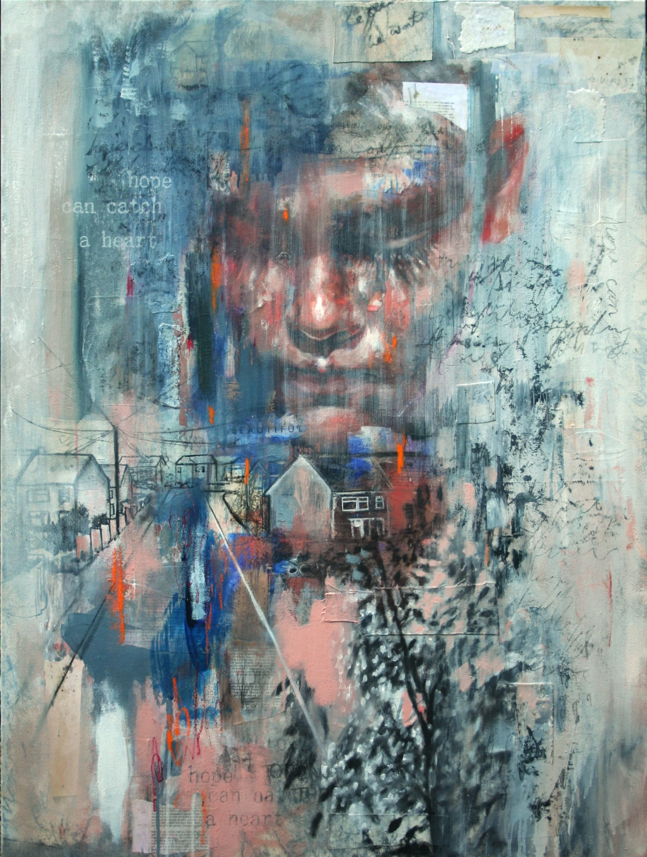 How to Catch a Heart No.2 | Acrylic, Spray Paint, Collage, Oil paint & Oil stick on canvas | 120cmx90cm | 2026